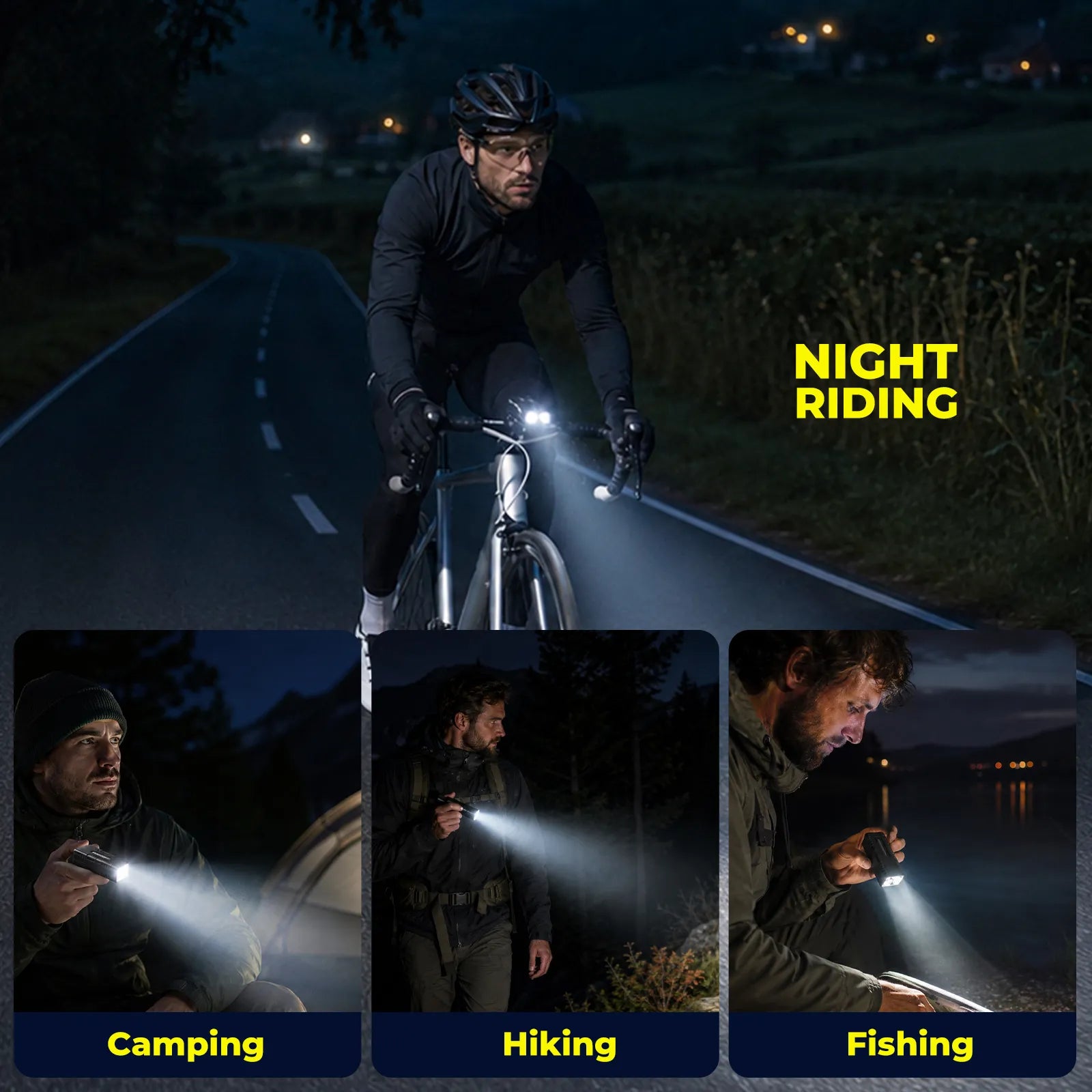 ROCKBROS BC29 850LM bike front headlight with 10000mAh power bank, USB-C rechargeable, IPX6 waterproof cycling light for road and MTB riding