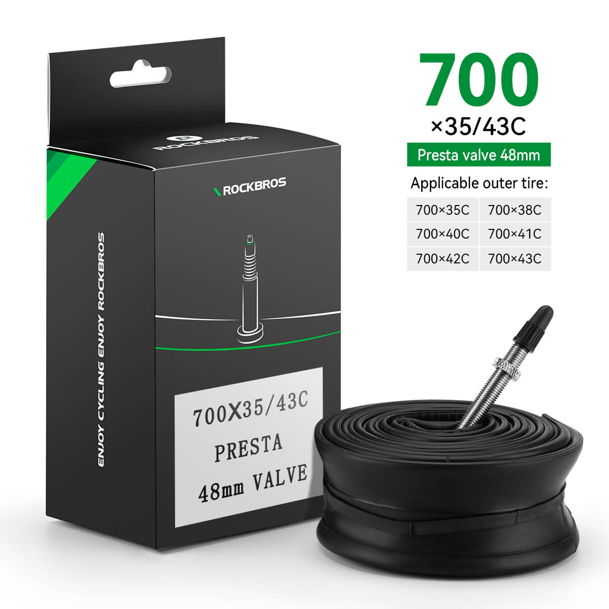 rockbros mtb and road bike inner tube for reliable cycling
#option_700x35/43C Presta 48mm