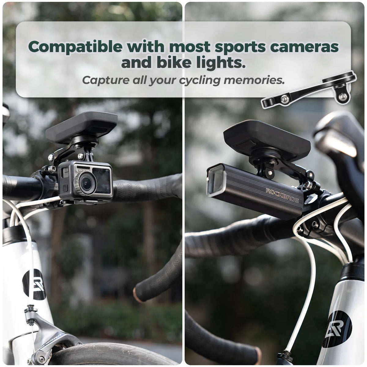 rockbros integrated bike mount for lights and action camera recording.
#option_Standard Mount