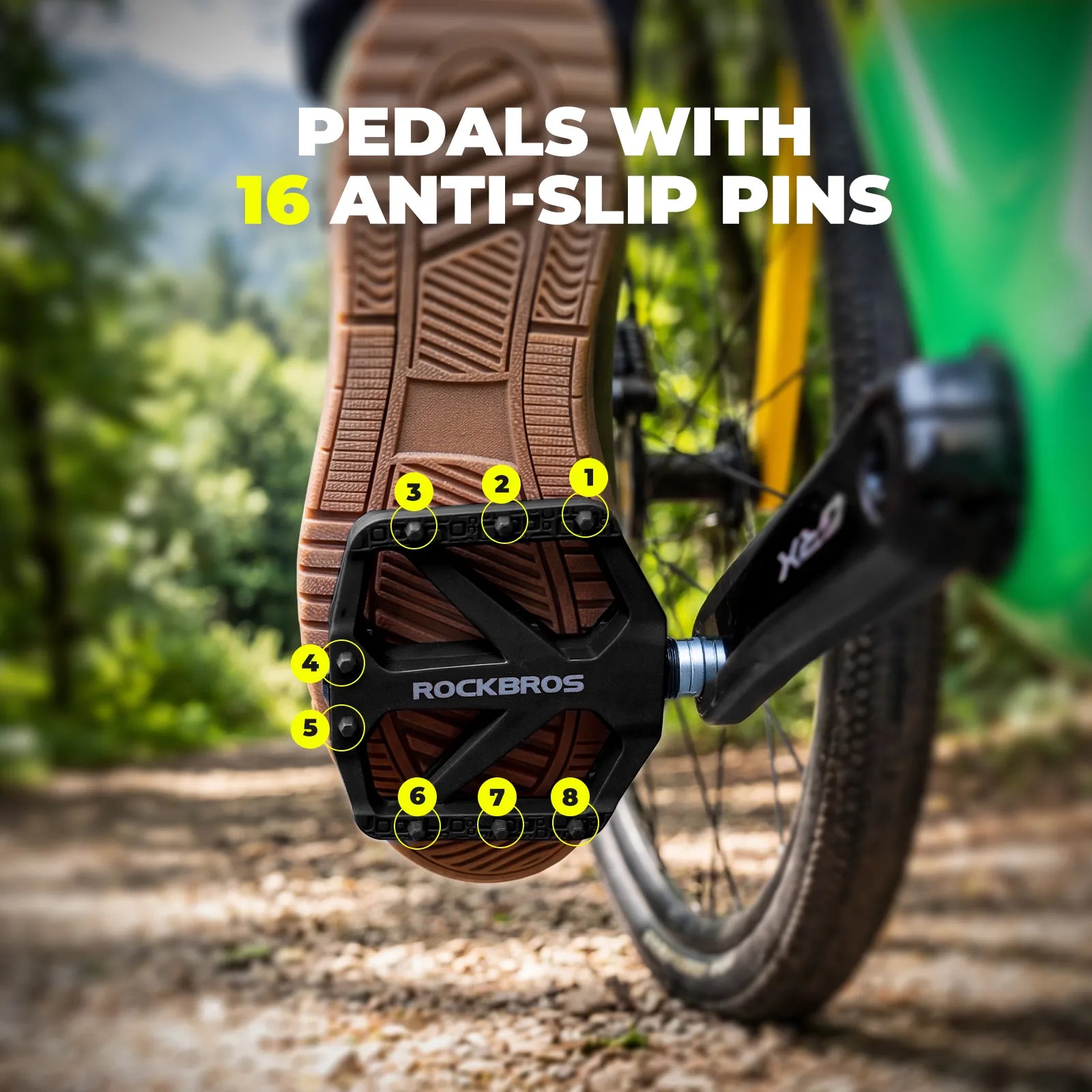 Rockbros Anti-Slip Nylon Fiber Bike Pedals in Multiple Colors for MTB and Road Bikes
#color_orange