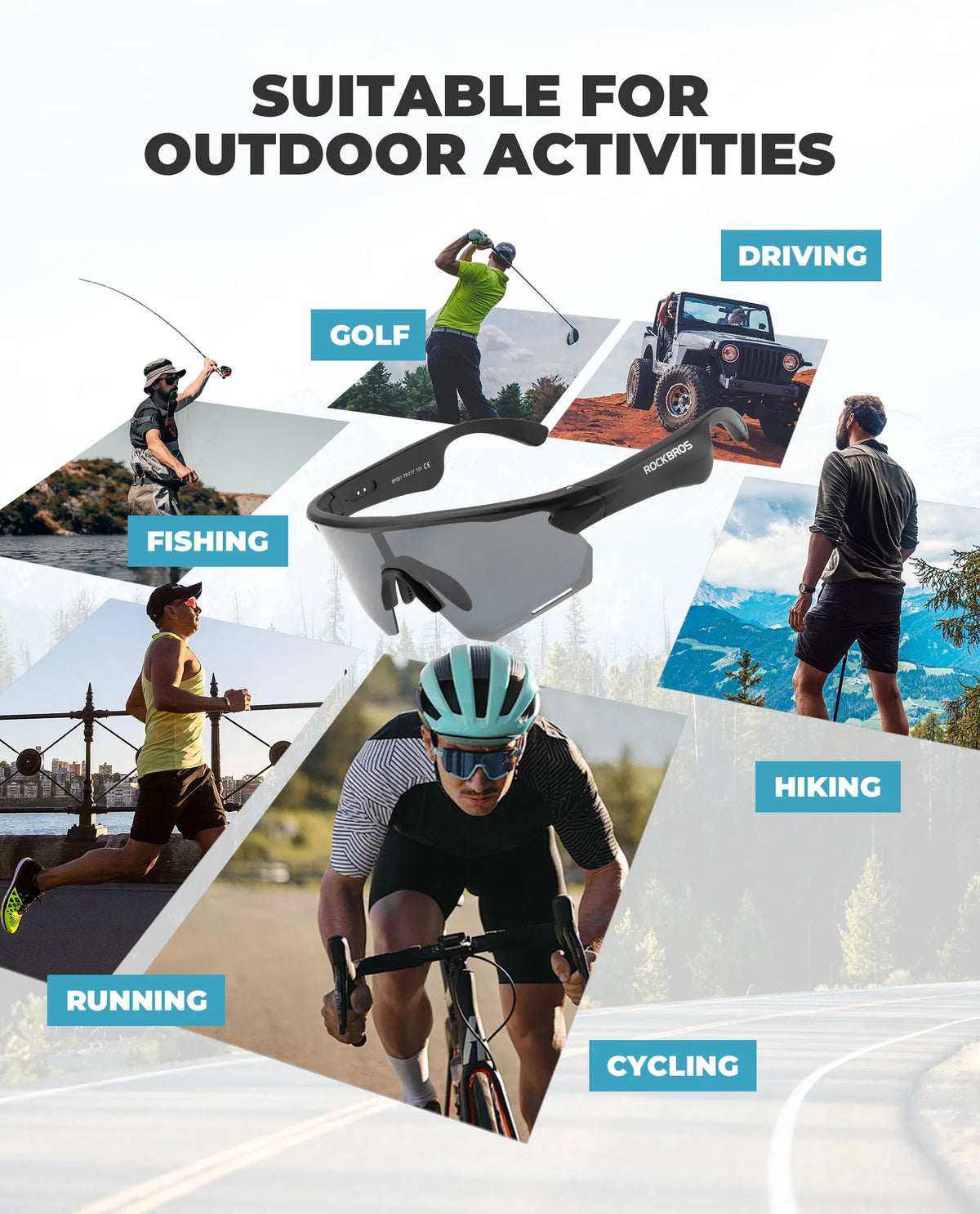 ROCKBROS Bluetooth polarized cycling sunglasses with built-in speakers.
#options_Photochromic Black