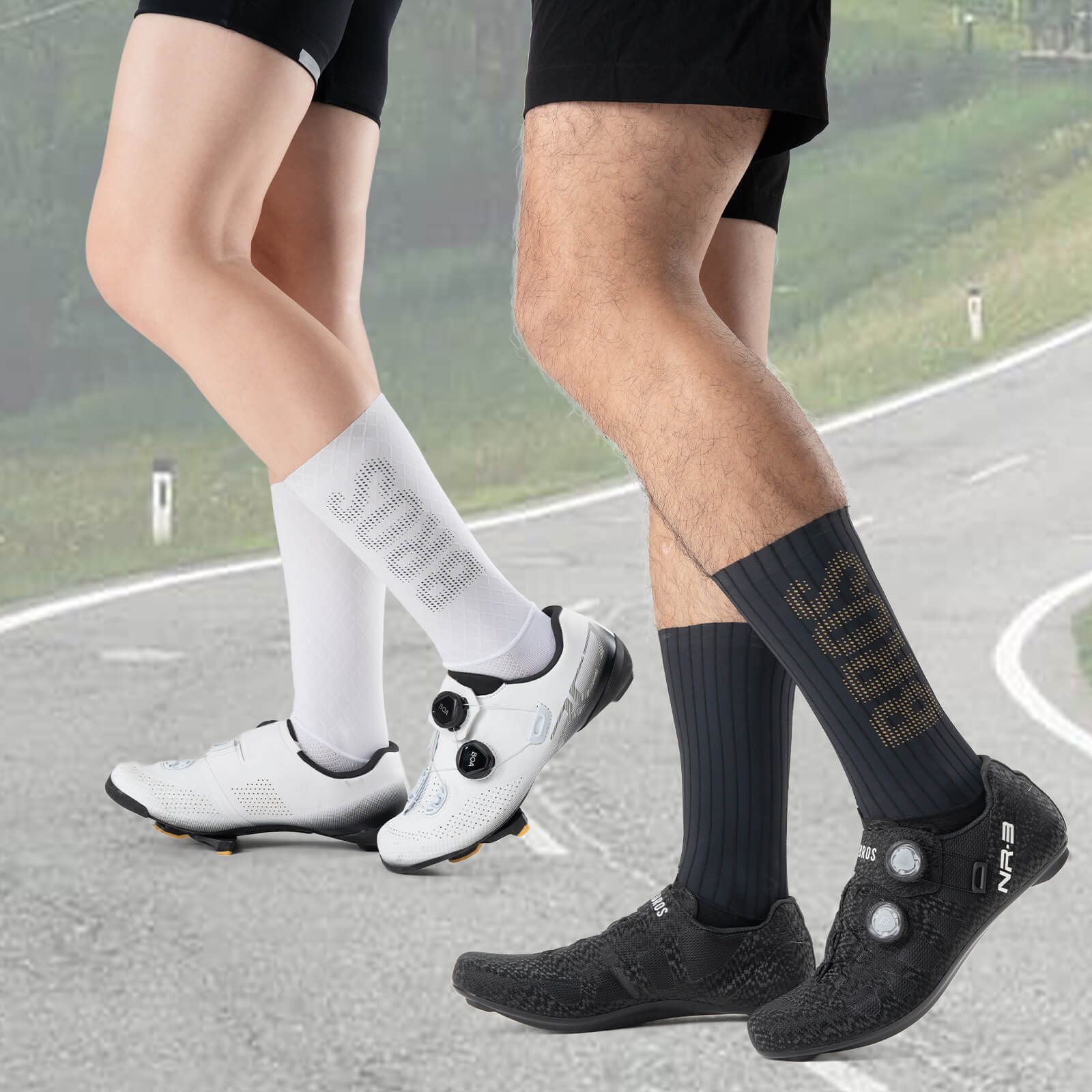 rockbros breathable knee-high compression socks for running and training.
#color_black