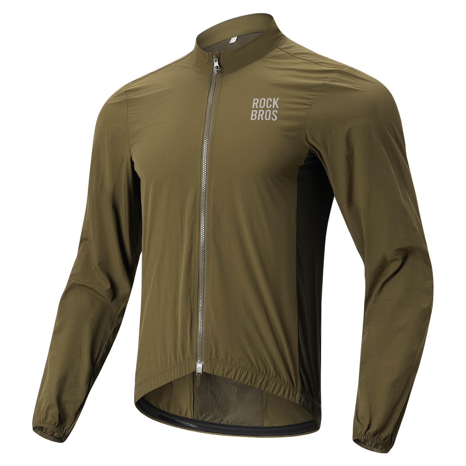 rockbros ultralight windproof cycling jacket for morning road rides.
#color_earth green