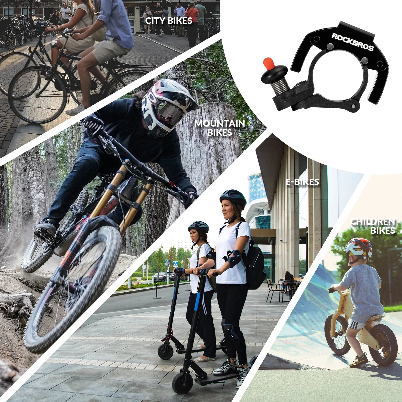 ROCKBROS C-Shape Mini Bike Bell in black, hidden bicycle bell for 22.2mm handlebars
#color_black