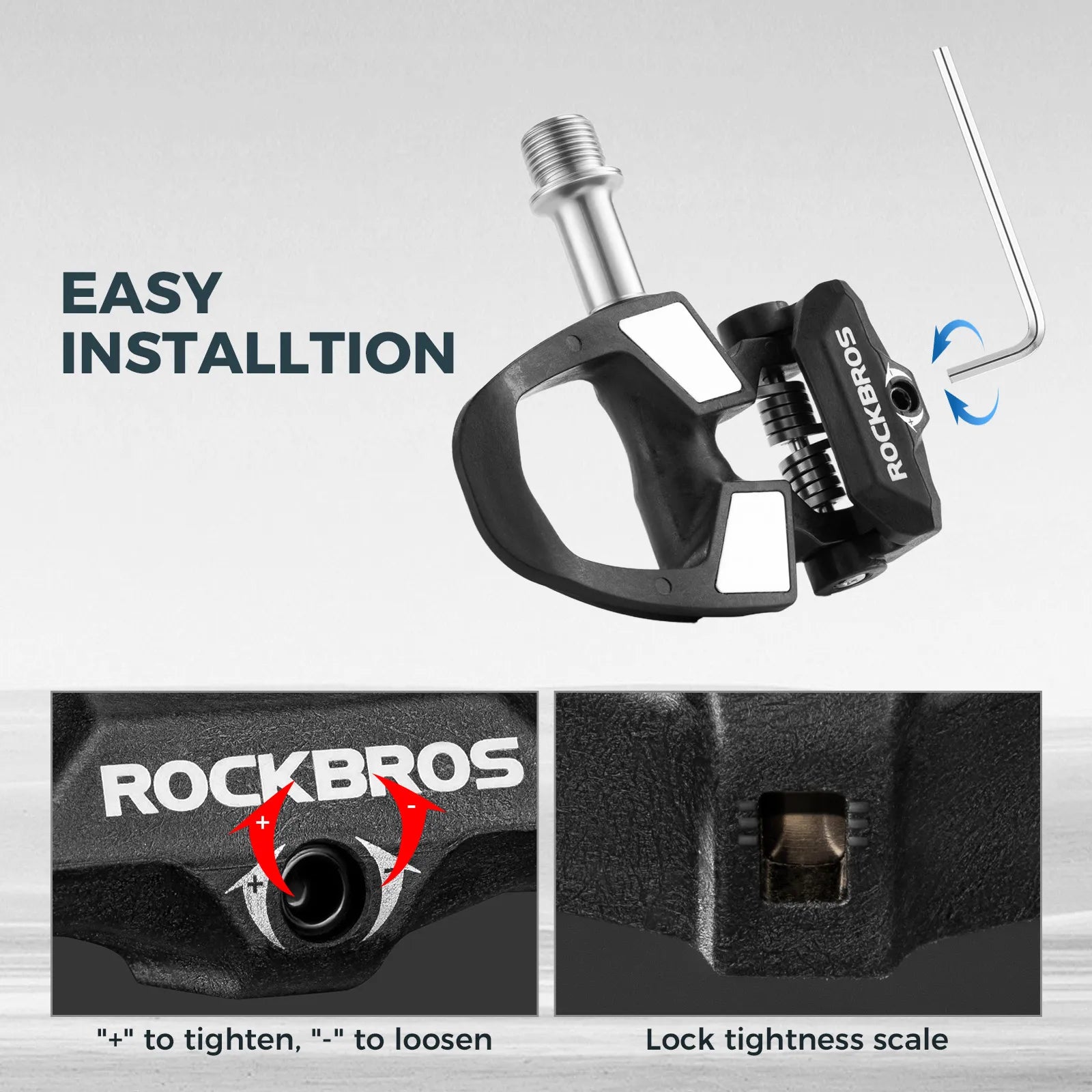ROCKBROS Carbon Fiber Road Bike Pedals with Titanium Axle and SPD Clipless Design