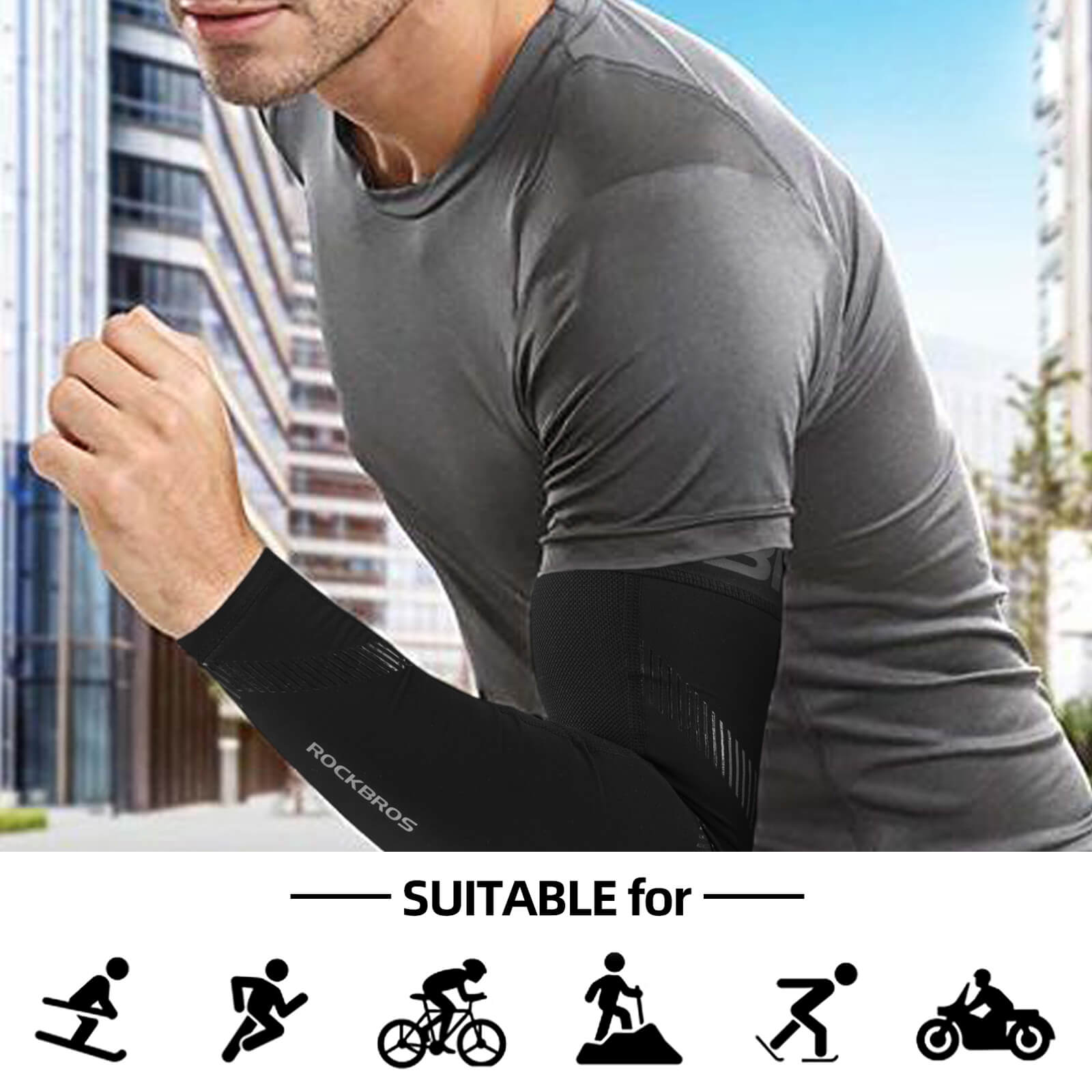 rockbros cooling ice silk arm sleeves for summer outdoor.
#color_black