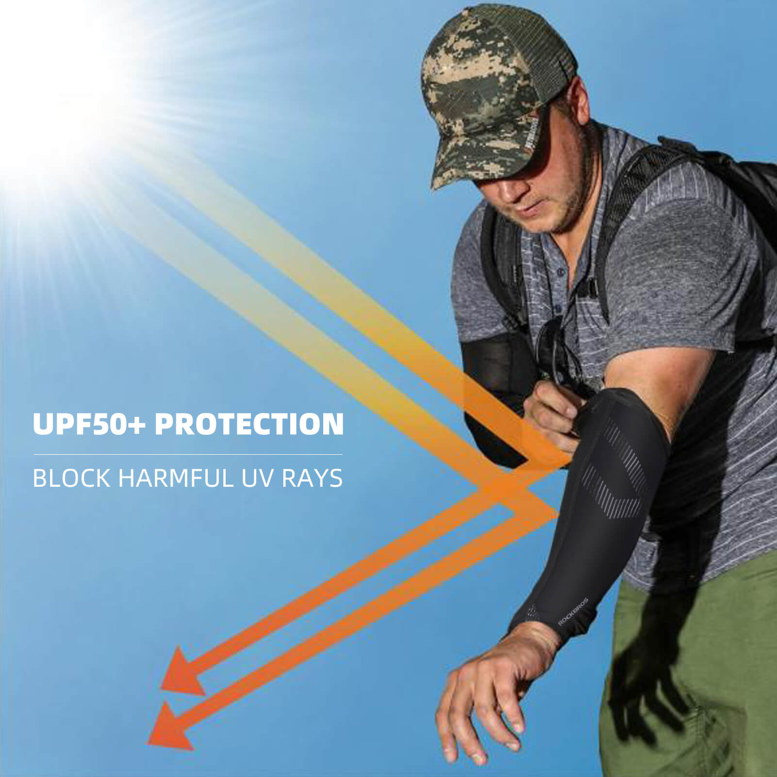 rockbros cooling ice silk arm sleeves for summer outdoor.
#color_black