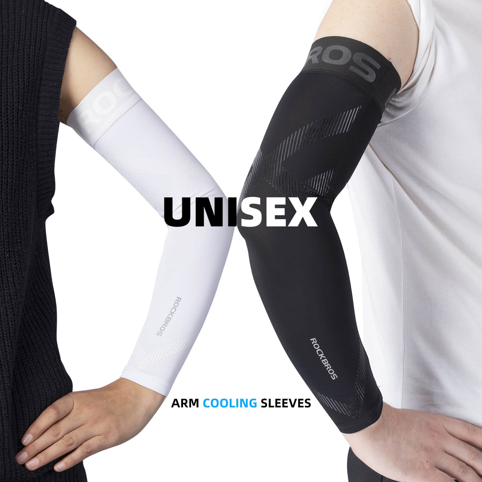 rockbros cooling ice silk arm sleeves for summer outdoor.
#color_white