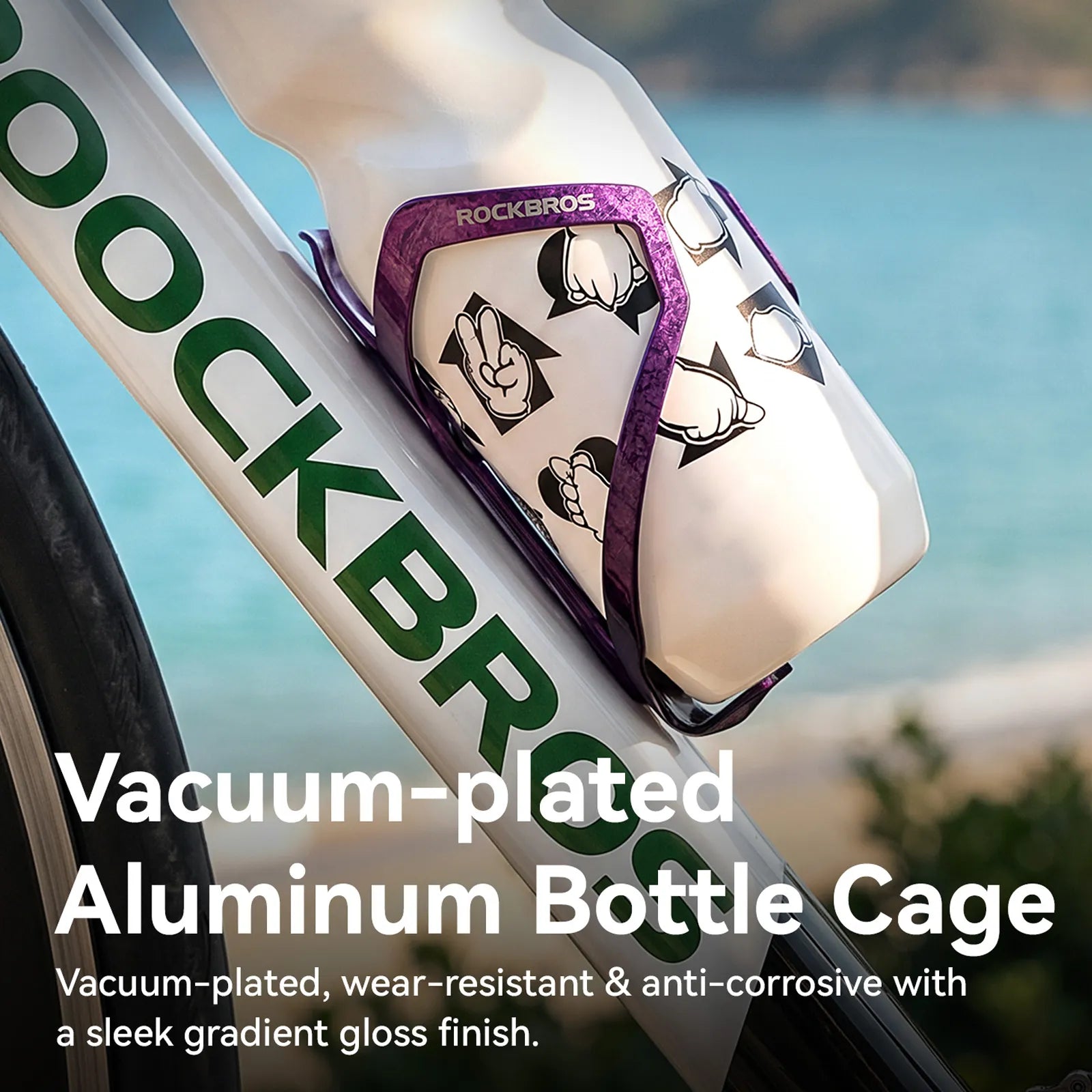 ROCKBROS CR-56 lightweight electroplated aluminium bike bottle cage in shiny metallic finish.
#color_pink