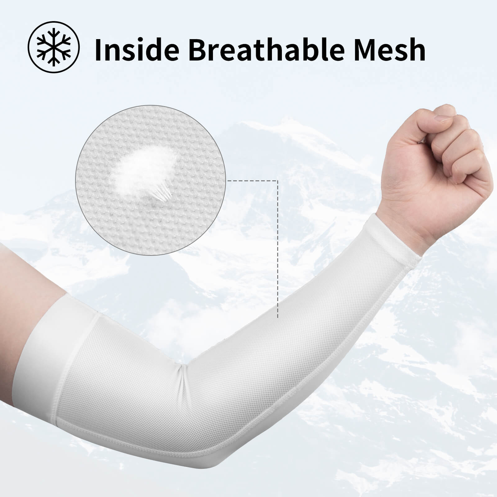 ROCKBROS arm sleeves designed for long-distance riding in hot weather.
#color_white