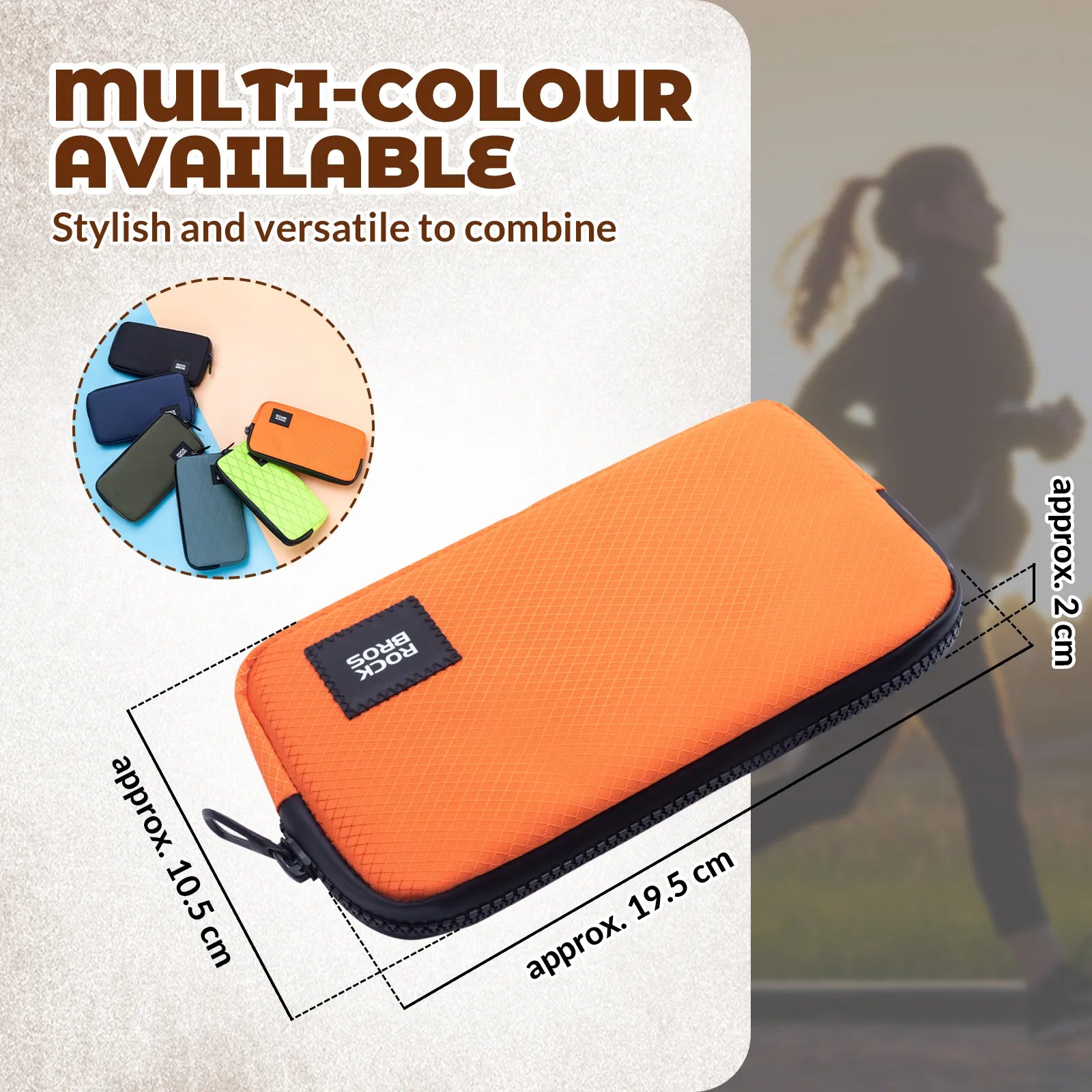 Rockbros 0.15L cycling essentials mini pouch in black, main front view.
#color_orange
