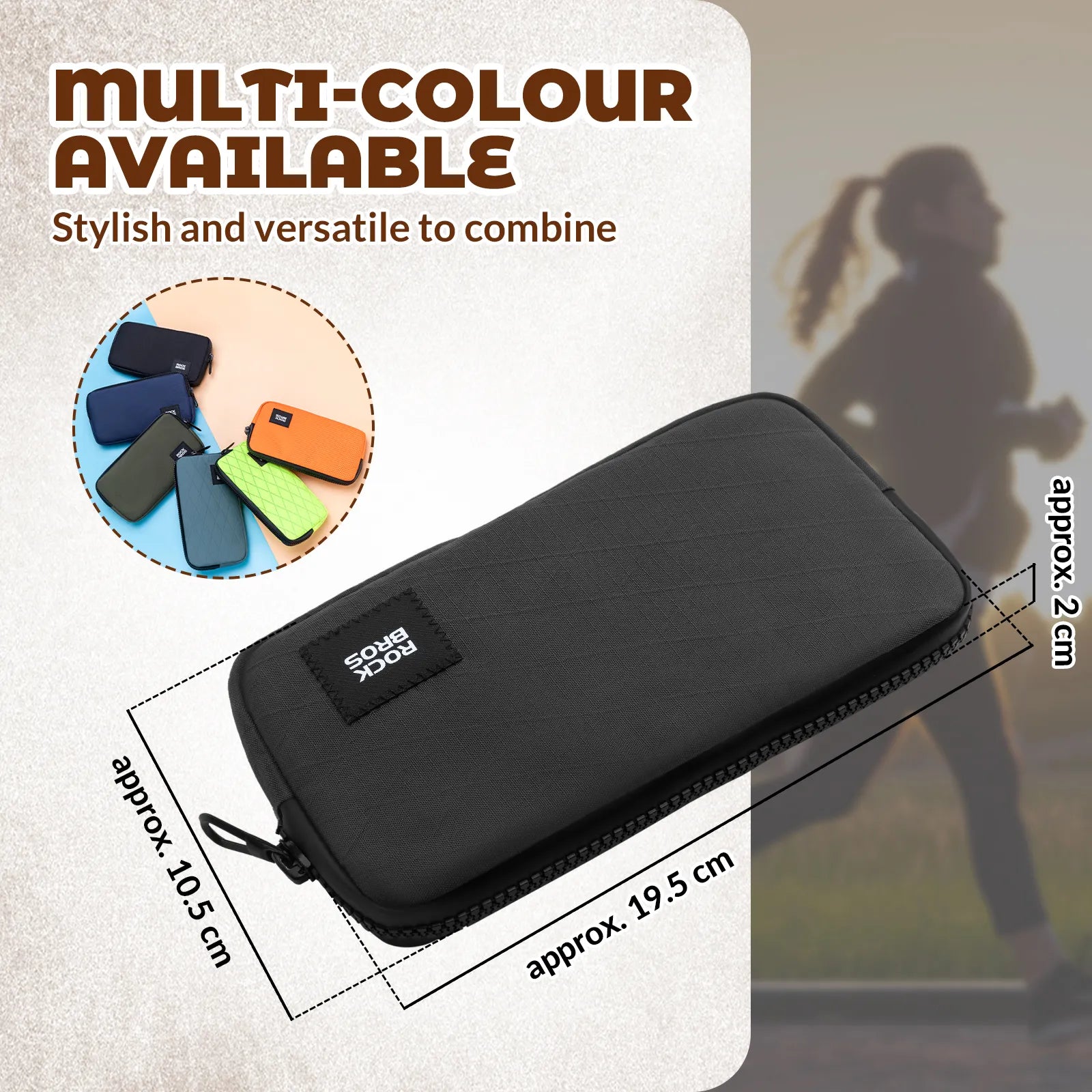 Rockbros 0.15L cycling essentials mini pouch in black, main front view.
#color_black
