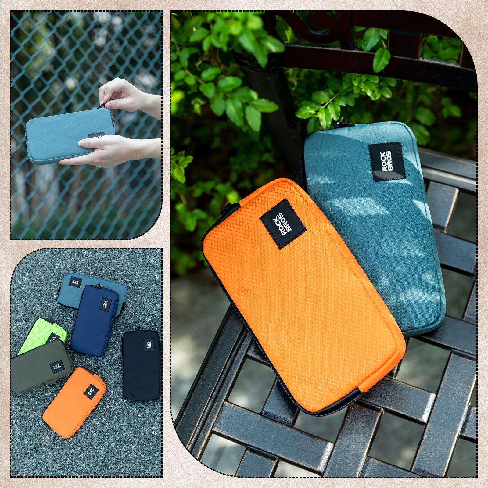 Rockbros 0.15L cycling essentials mini pouch in black, main front view.
#color_grey