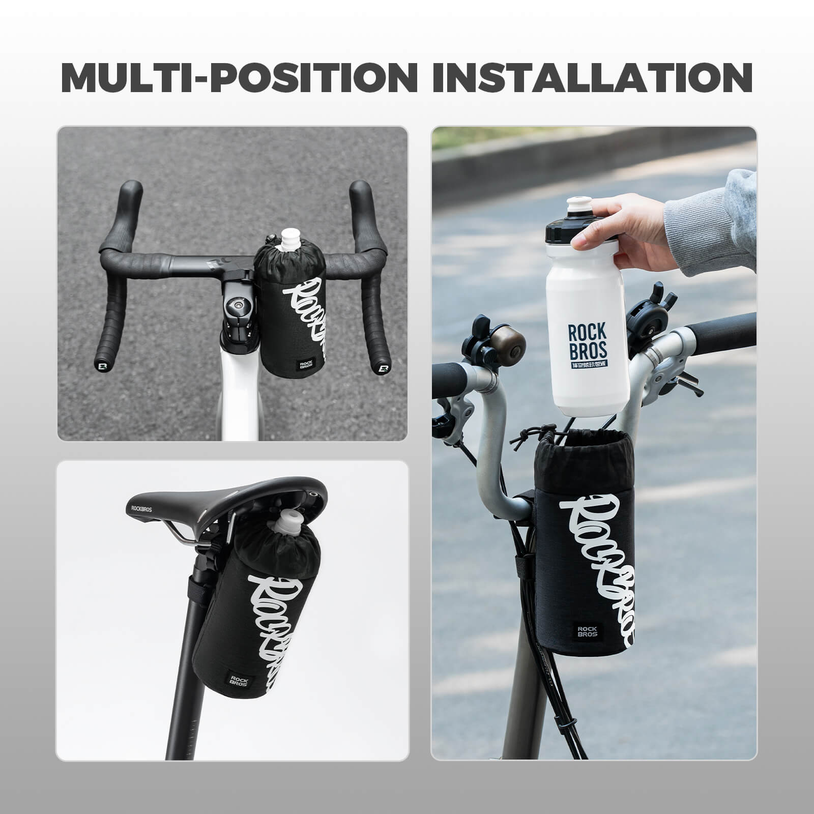 rockbros handlebar cycling bottle bag for urban and travel rides
#color_black