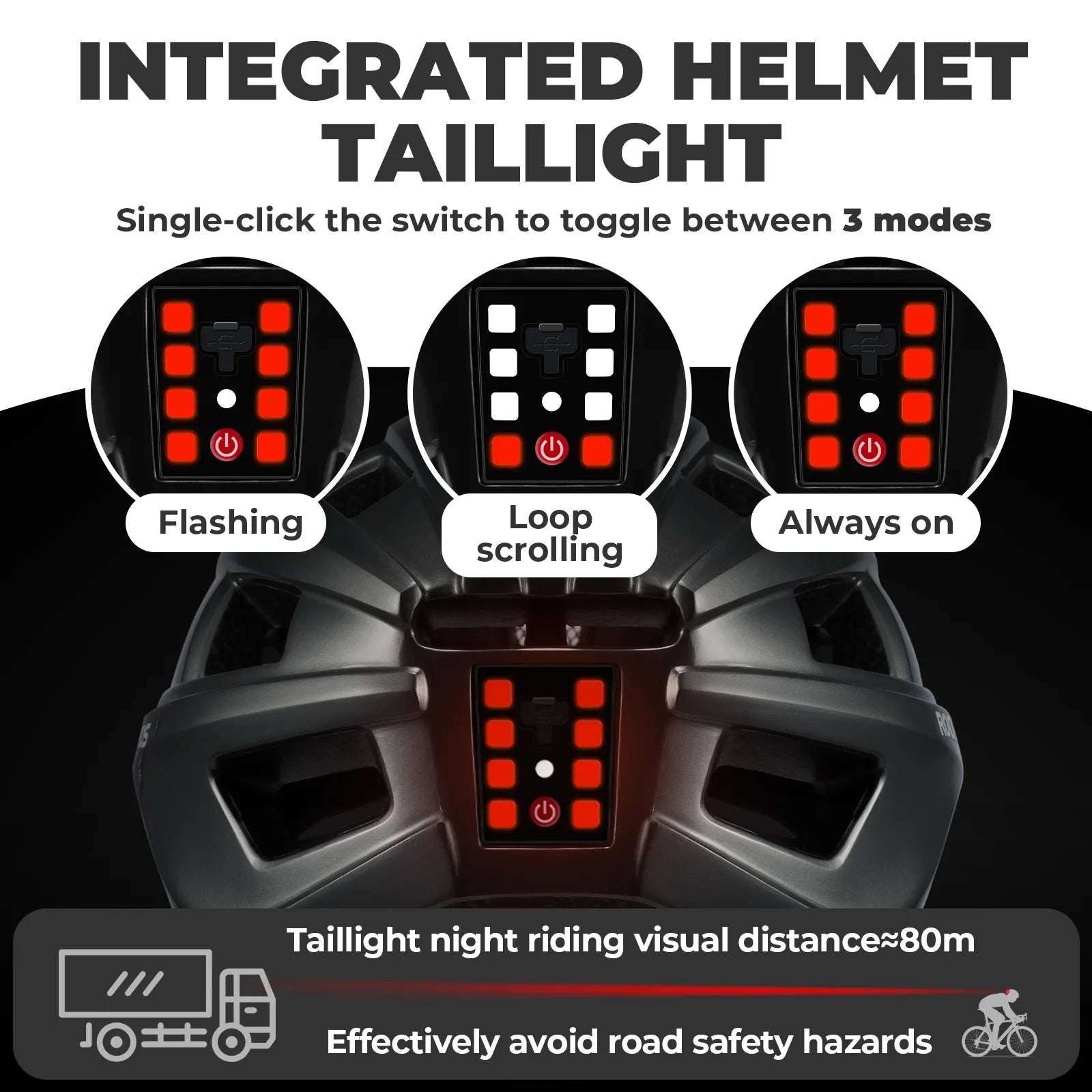 ROCKBROS In-Mold Bike Helmet with Photochromic UV400 Magnetic Visor in Front View.
#color_black