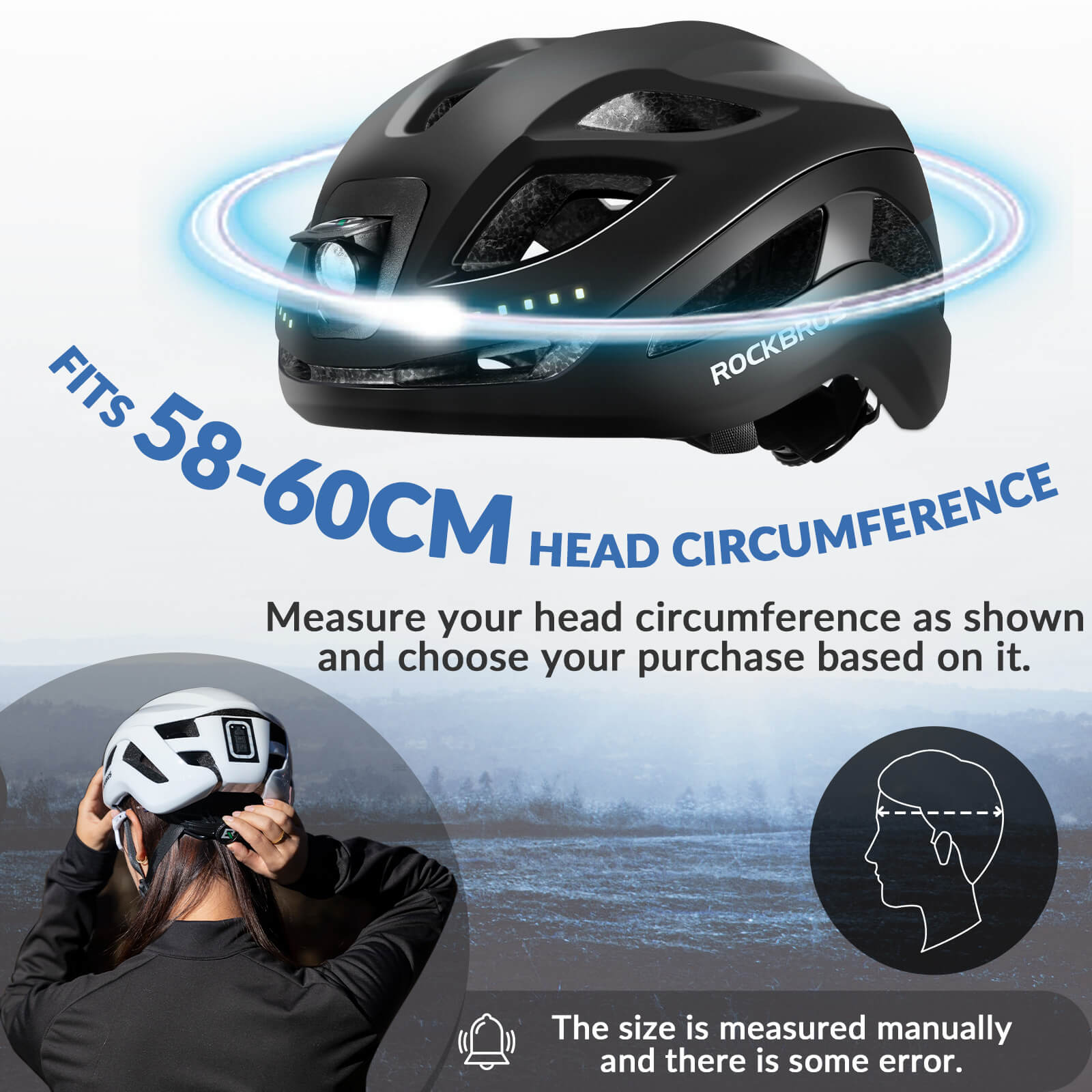rockbros cycling helmet rear warning light.
#color_black
