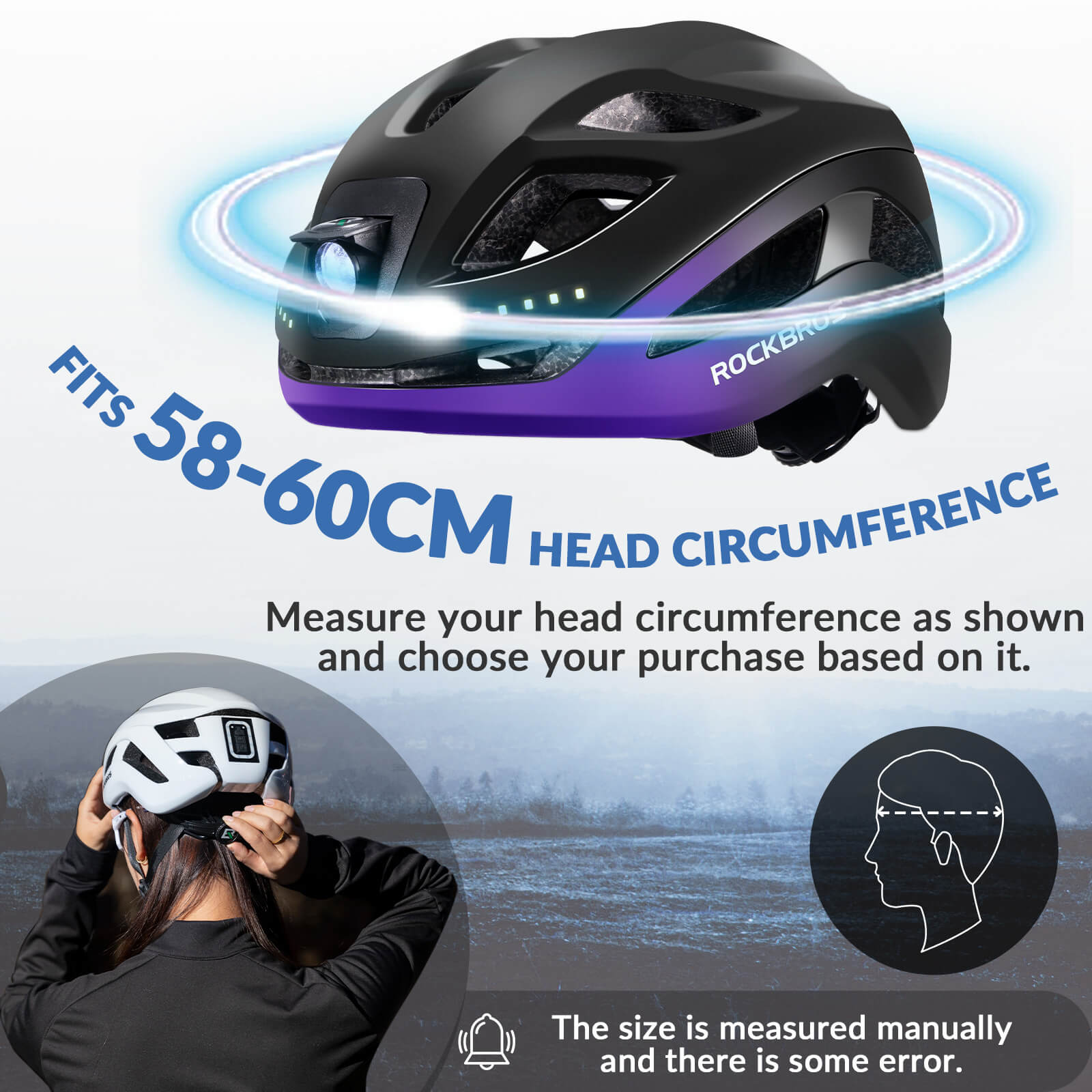 rockbros cycling helmet rear warning light.
#color_purple