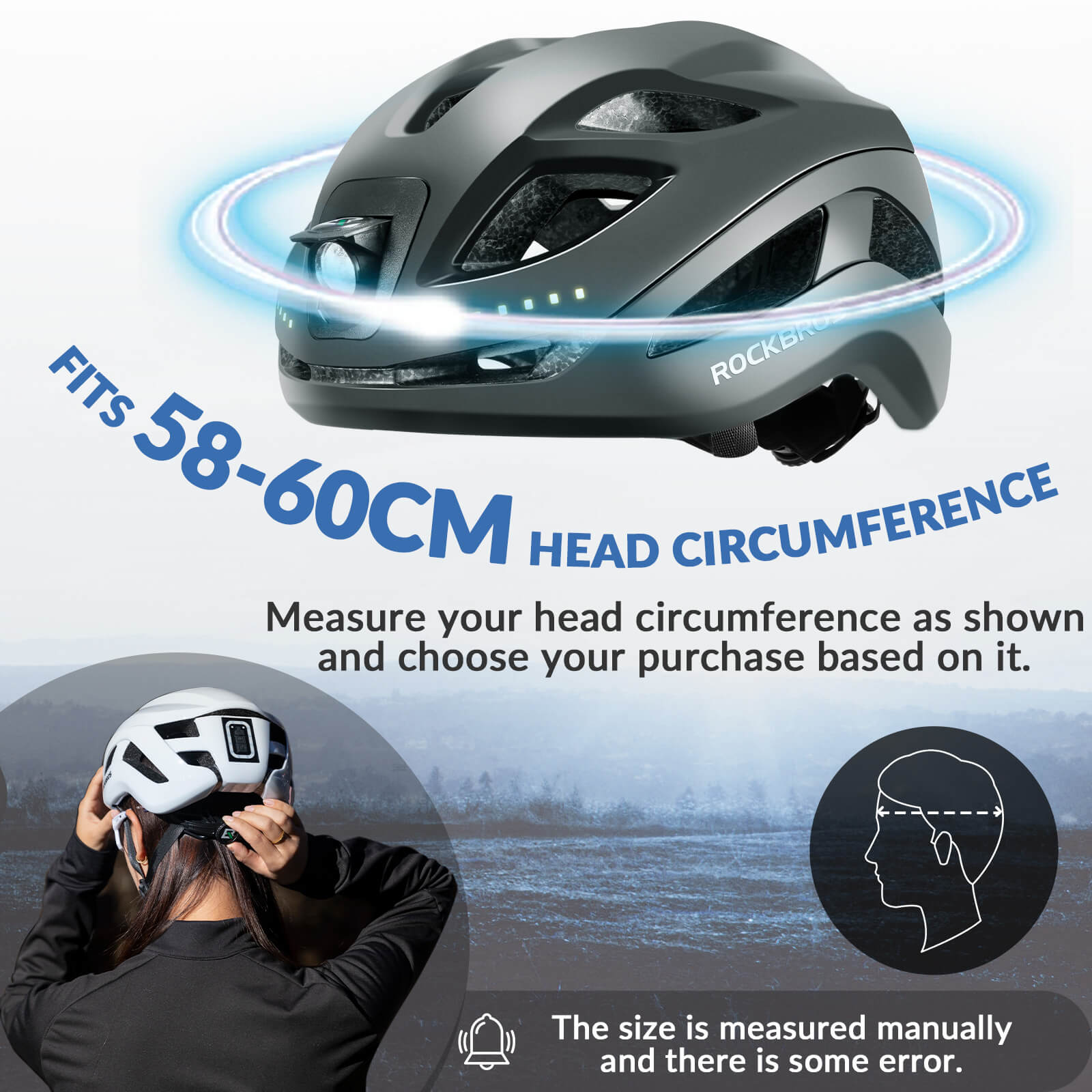 rockbros cycling helmet rear warning light.
#color_titanium