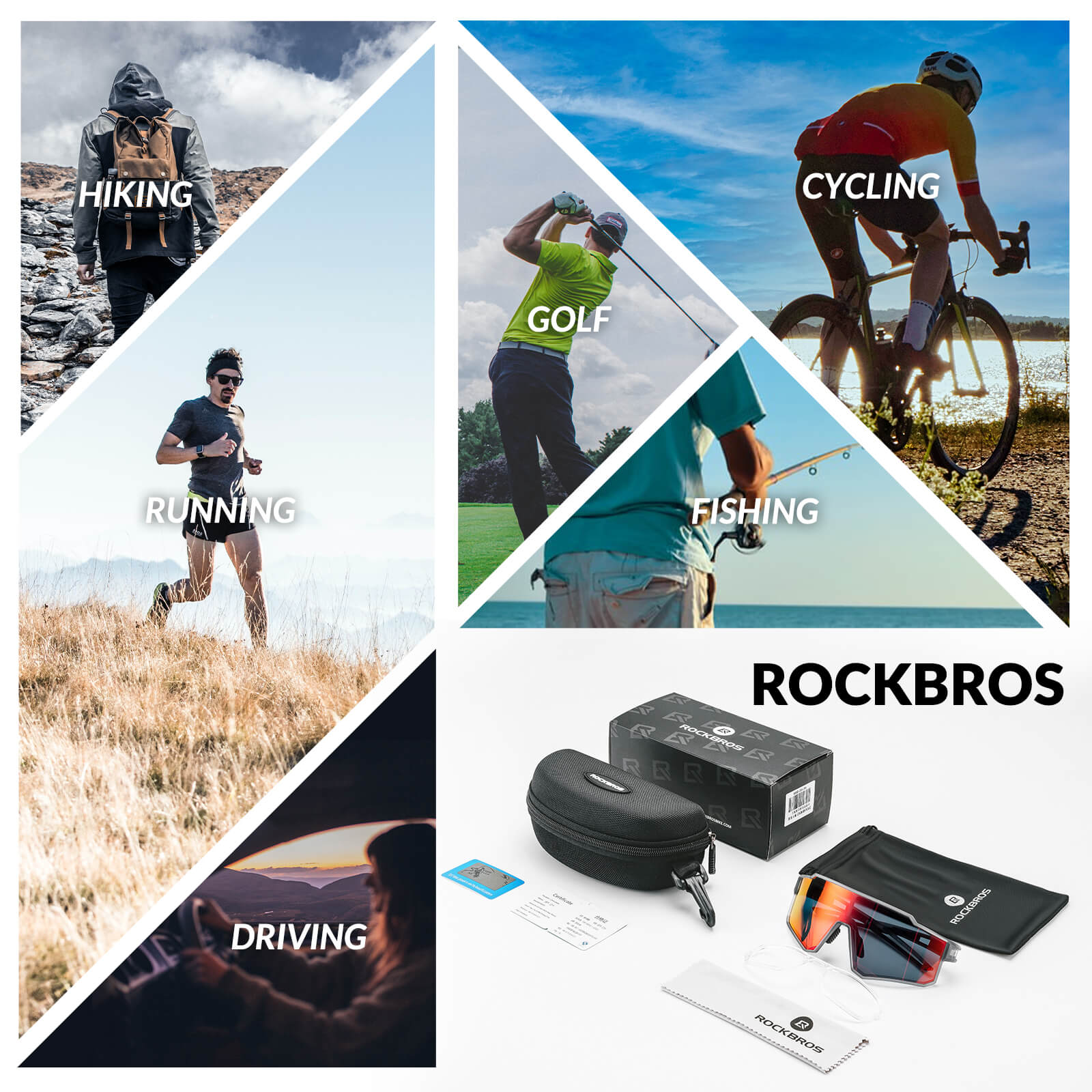 rockbros polarised cycling sunglasses uv400 sports riding glasses
#color_black