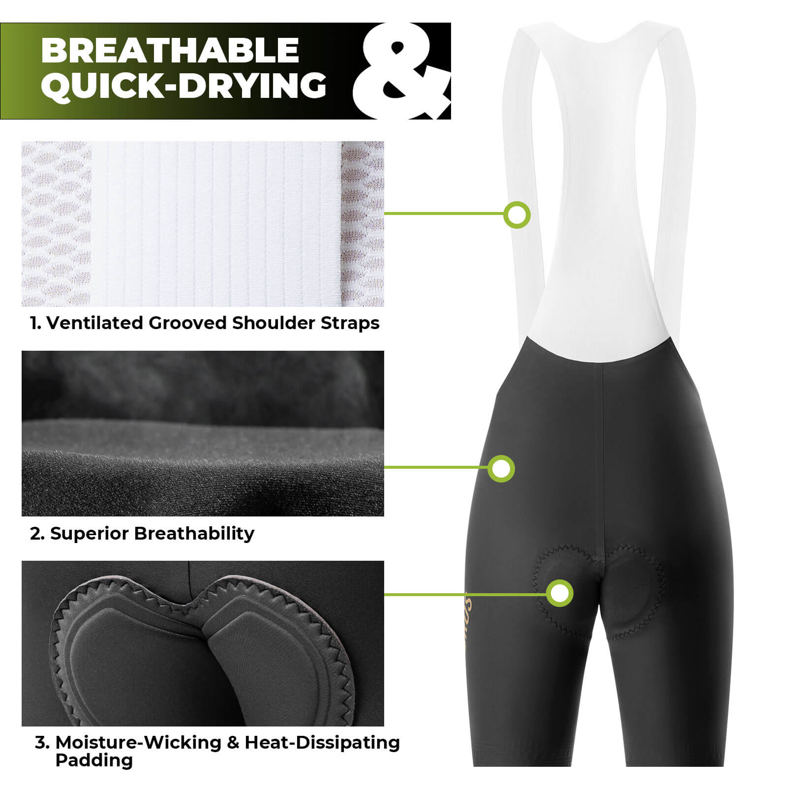 rockbros lightweight summer cycling bib shorts with dolomiti pad for endurance rides
#color_black