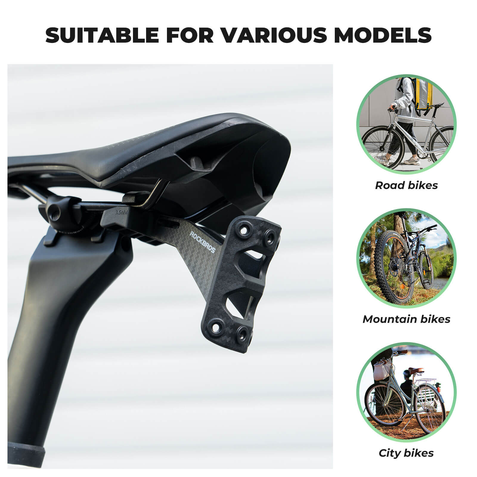 ROCKBROS Dual Water Bottle Cage Saddle Mount in Matte Black - Heavy Duty Aluminum Alloy