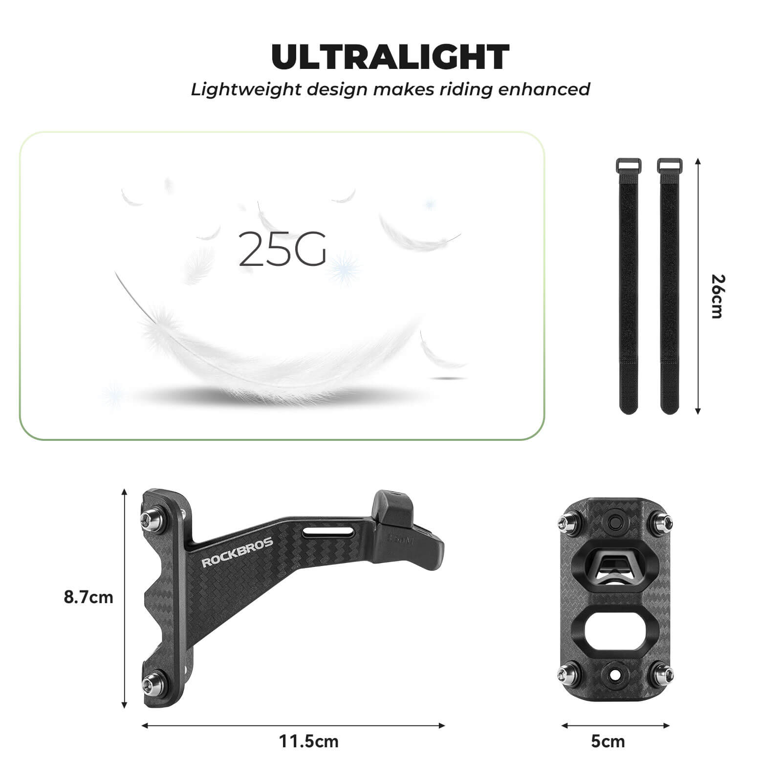 ROCKBROS Dual Water Bottle Cage Saddle Mount in Matte Black - Heavy Duty Aluminum Alloy