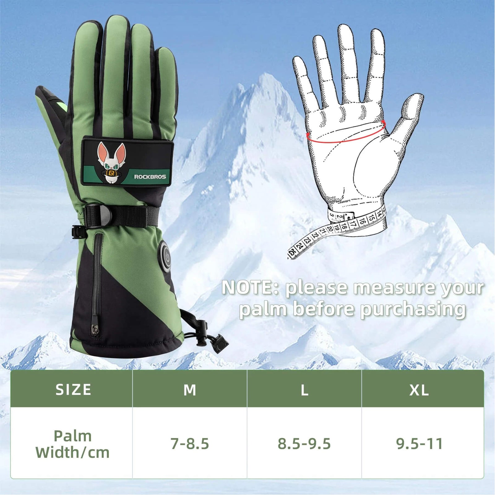 ROCKBROS Electric Heated Gloves for Men and Women, Rechargeable Winter Thermal Gloves