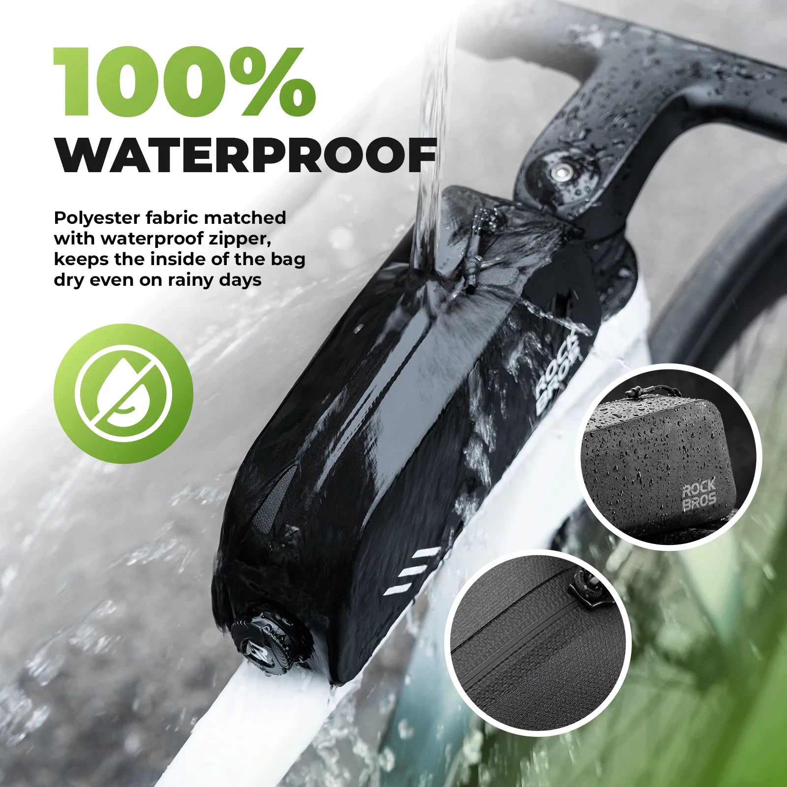 Waterproof cycling frame bag 0.9L anti-wear bike storage pouch.
#color_black
