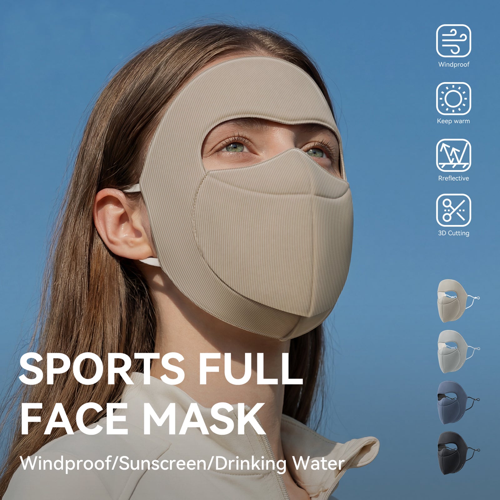 ROCKBROS Full Face Sports Mask with Soft Touch Fabric - Breathable Balaclava for Outdoor Sports.
#color_grey