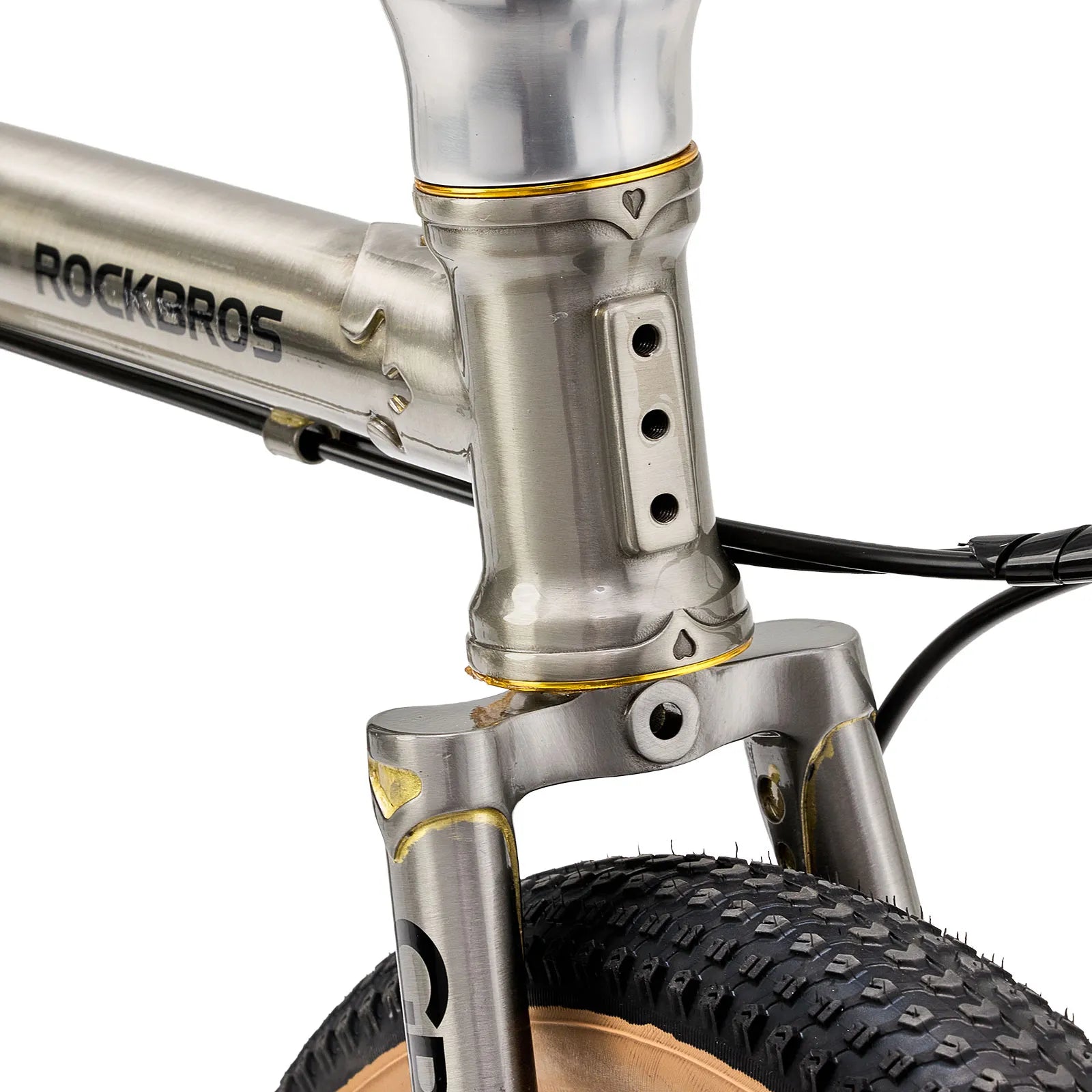 Rockbros Garvis 20 inch chromoly steel folding bike with 9-speed drivetrain.
#color_Raw Steel