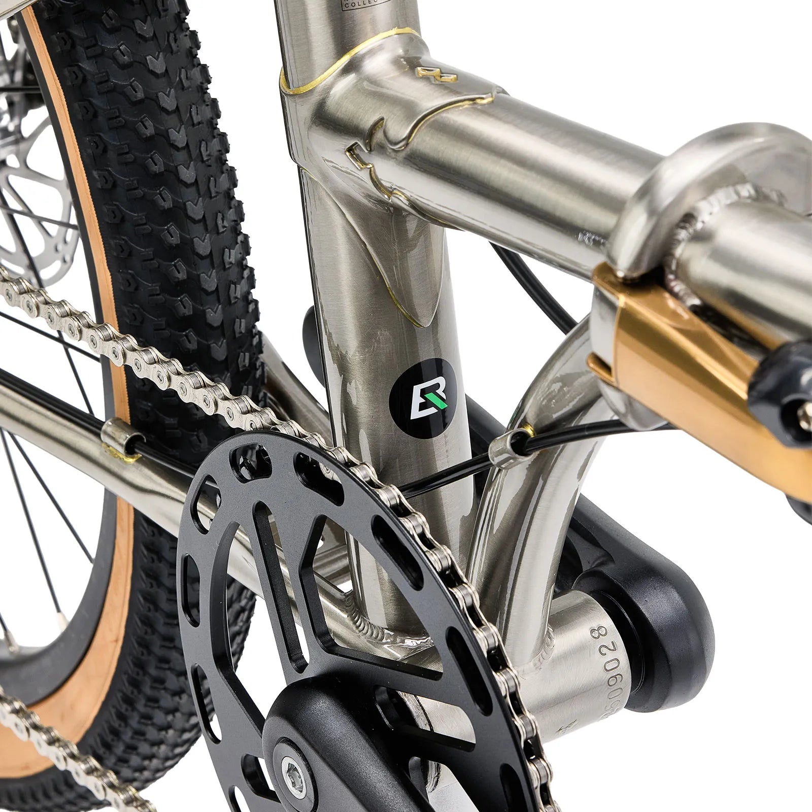 Rockbros Garvis 20 inch chromoly steel folding bike with 9-speed drivetrain.
#color_Raw Steel