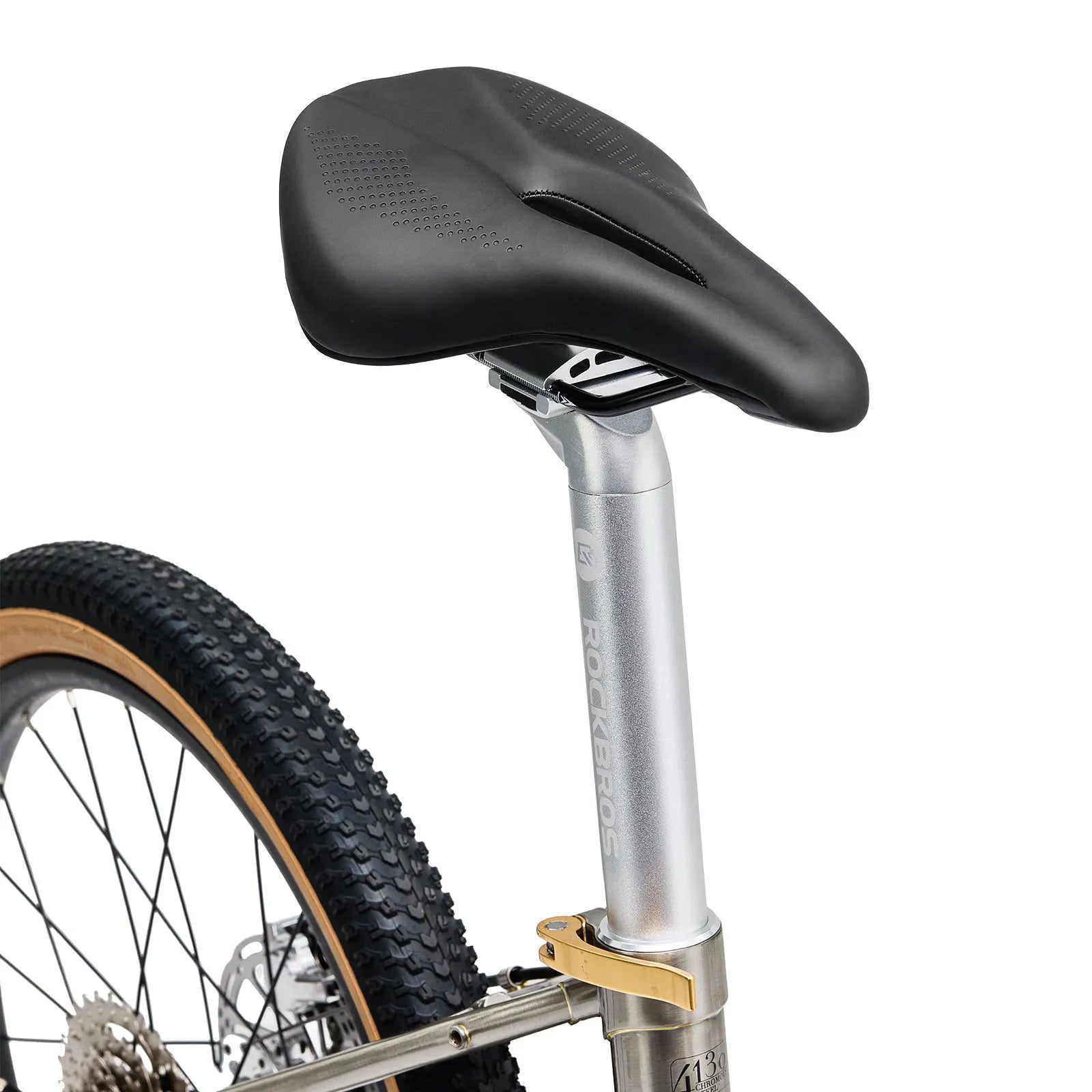 Rockbros Garvis 20 inch chromoly steel folding bike with 9-speed drivetrain.
#color_Raw Steel