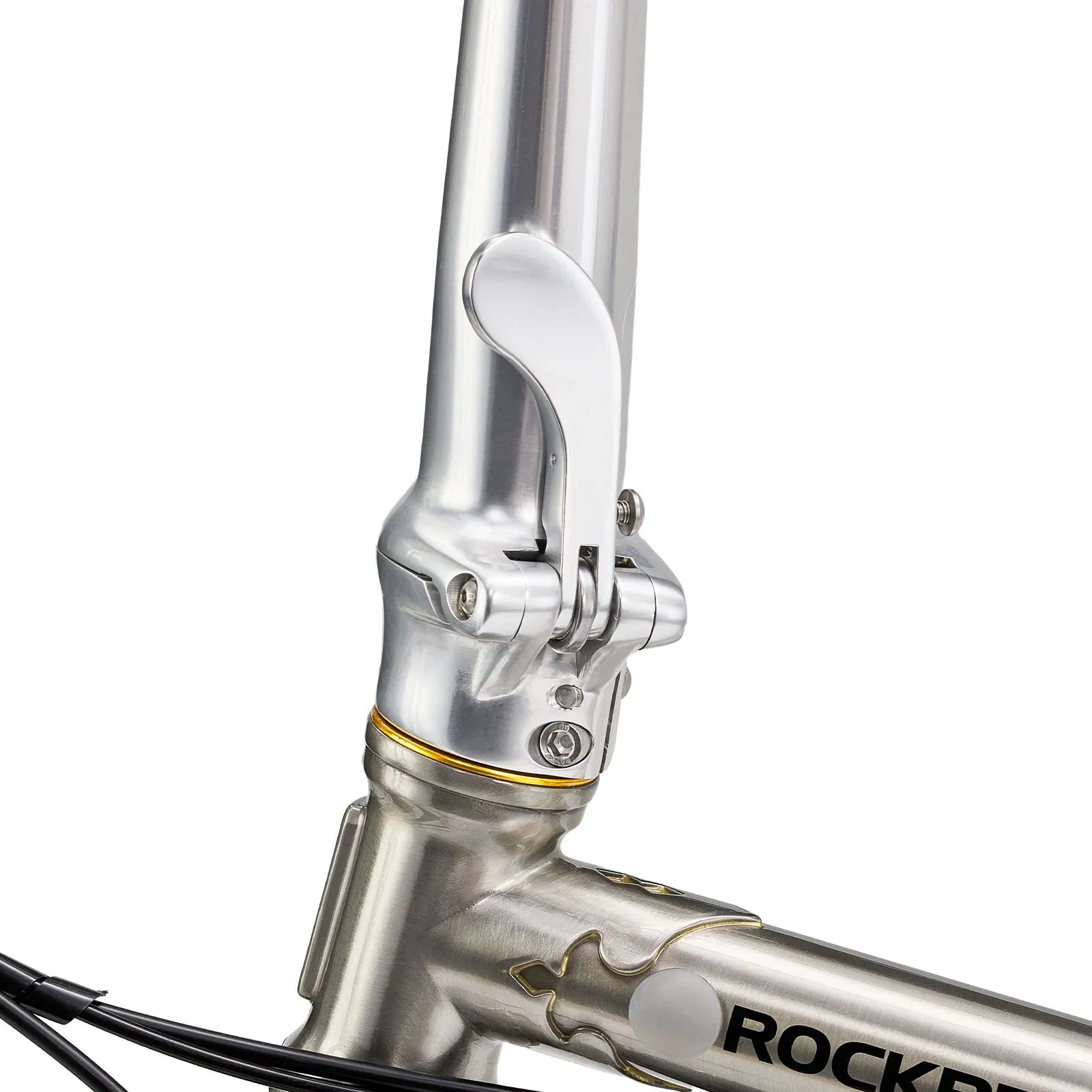 Rockbros Garvis 20 inch chromoly steel folding bike with 9-speed drivetrain.
#color_Raw Steel