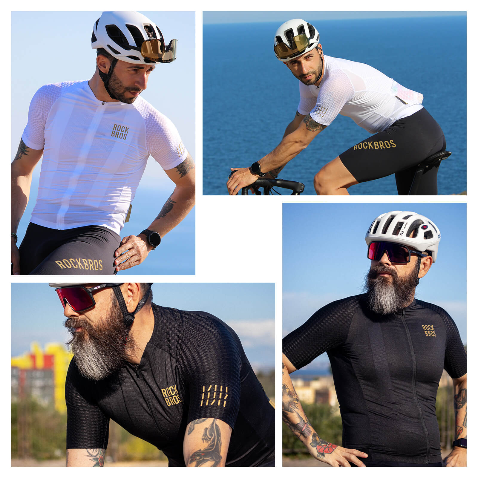 rockbros gold series short sleeve cycling jersey designed for summer rides, lightweight breathable bike jersey ideal for road cycling and training
#color_white