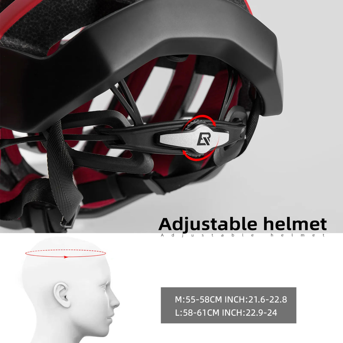ROCKBROS HC-58 red cycling helmet for MTB and road riding.
#colour_black