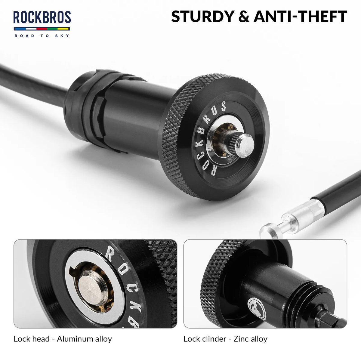 ROCKBROS hidden bar end bike cable lock fully concealed inside a bicycle handlebar grip.
