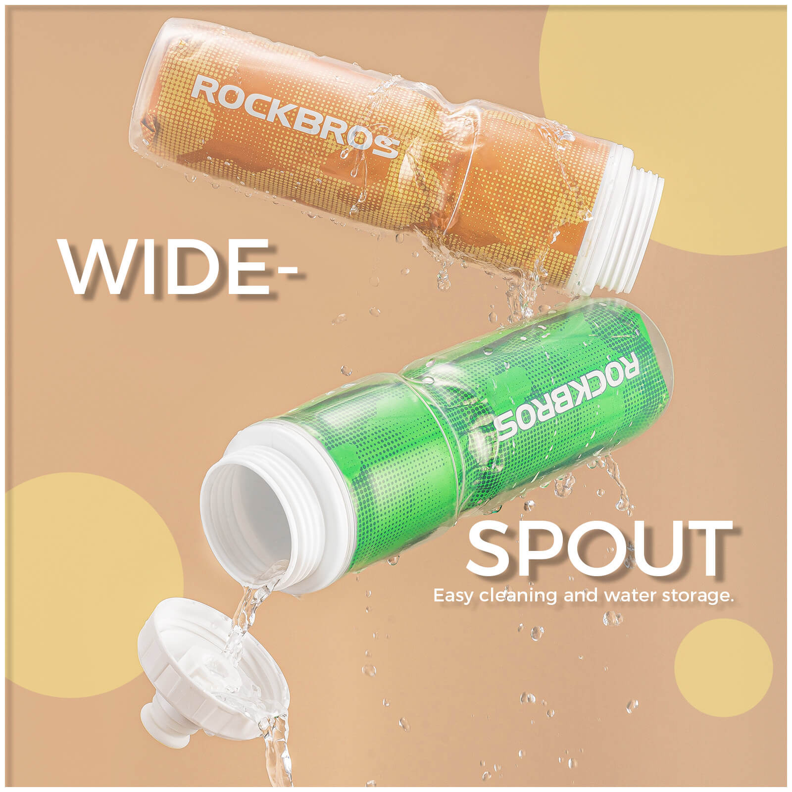 rockbros insulated cycling water bottle for outdoor rides.
#color_orange