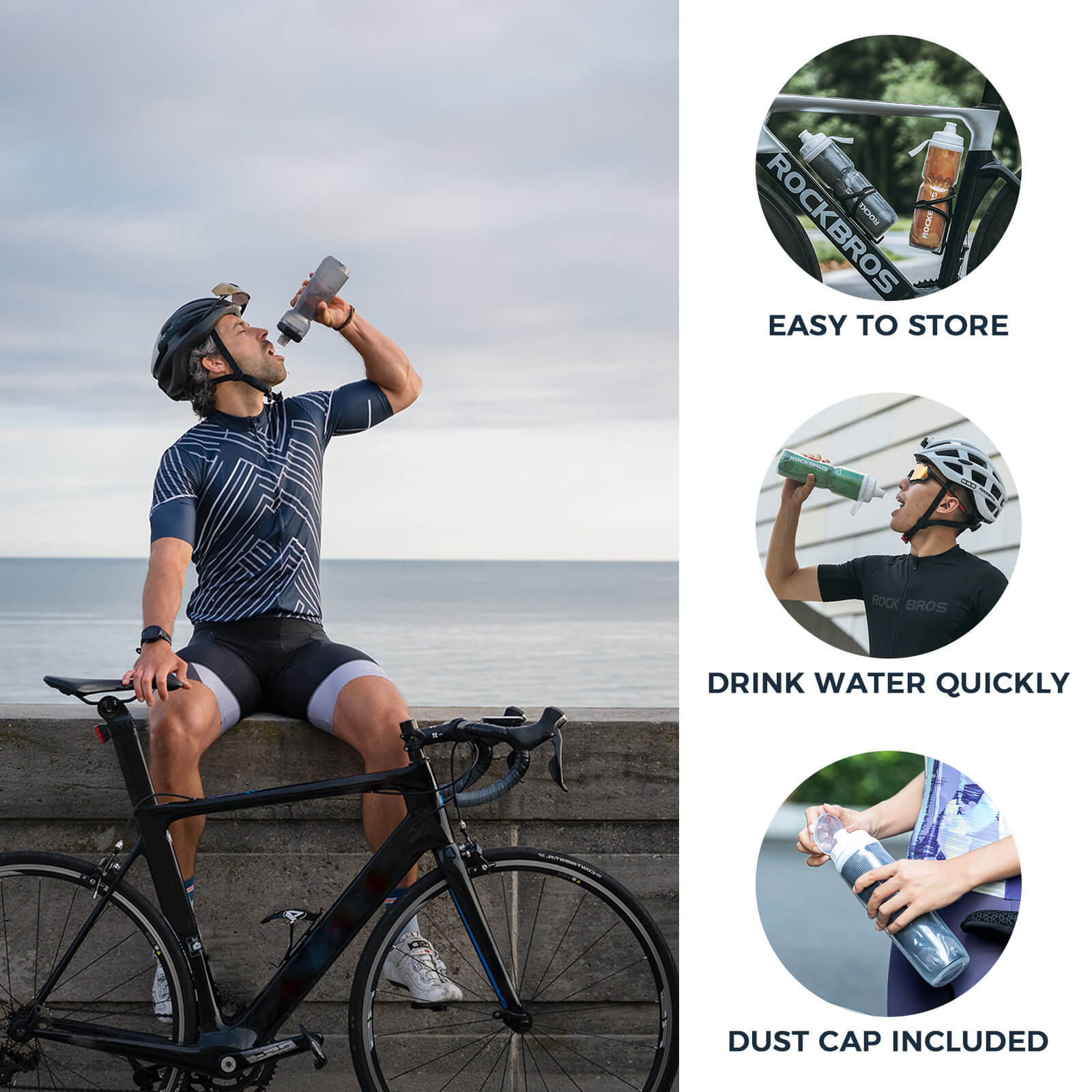 rockbros insulated cycling water bottle for outdoor rides.
#color_pink