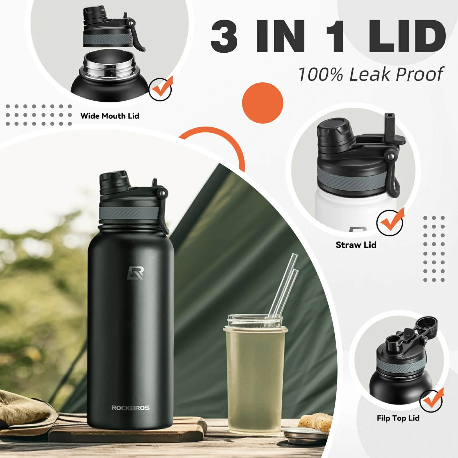 rockbros insulated cycling water bottle stainless steel bpa free.
#options_Black 650ml