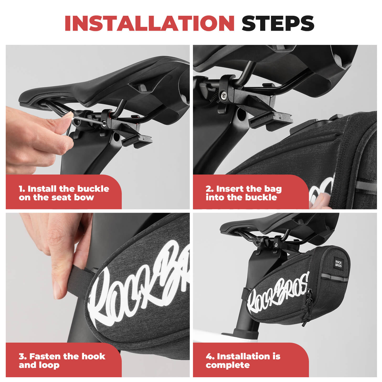 rockbros portable flash series bike saddle bag for cycling trips
#color_black