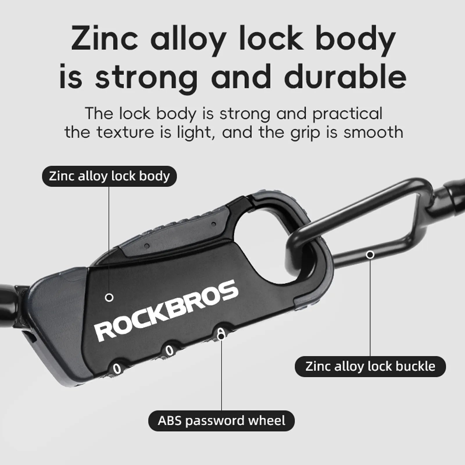 RockBros portable keyless helmet lock with 3-digit combination password for anti-theft security