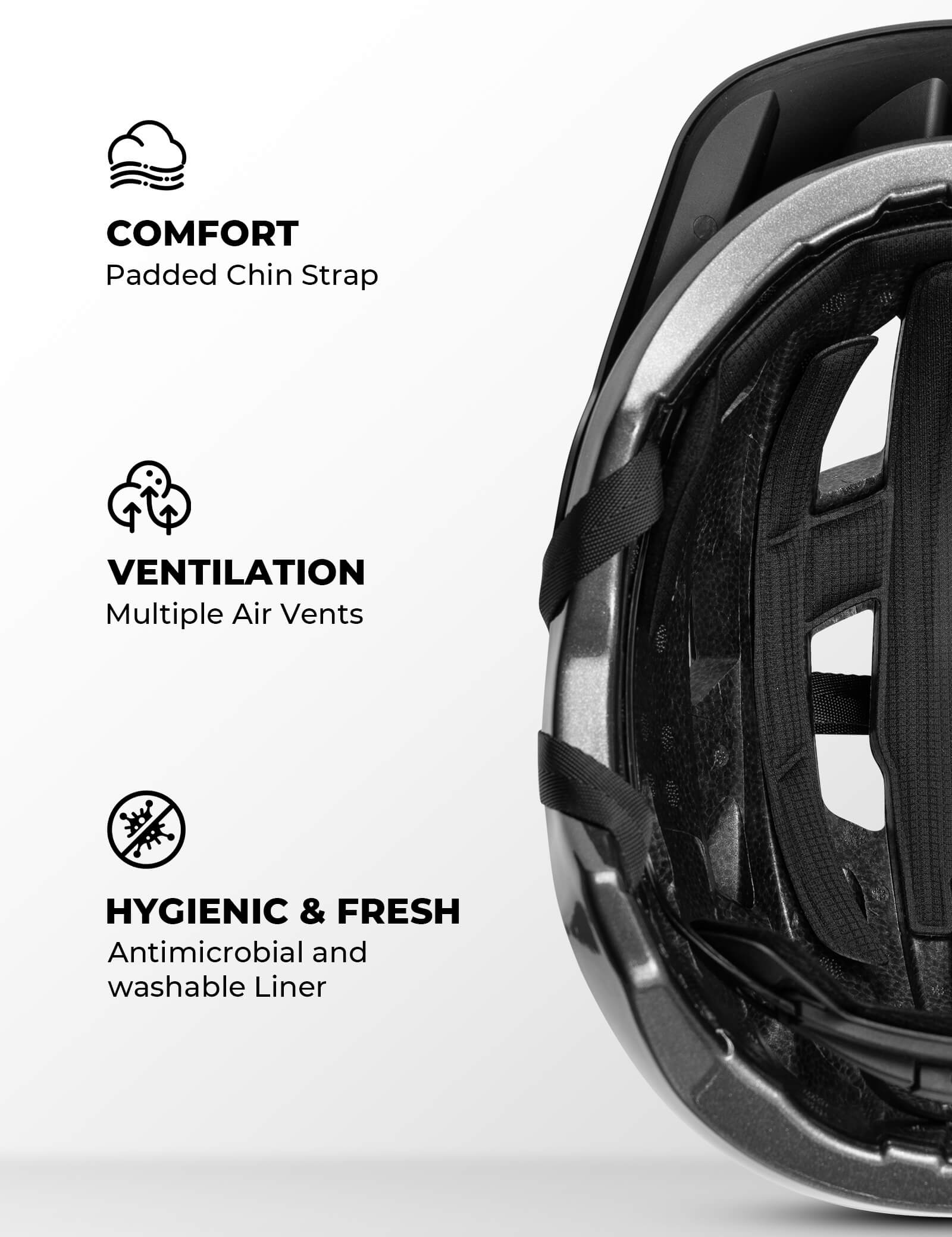 rockbros kickstart teen bike helmet all round protection for cycling skating and scooter.
#color_black