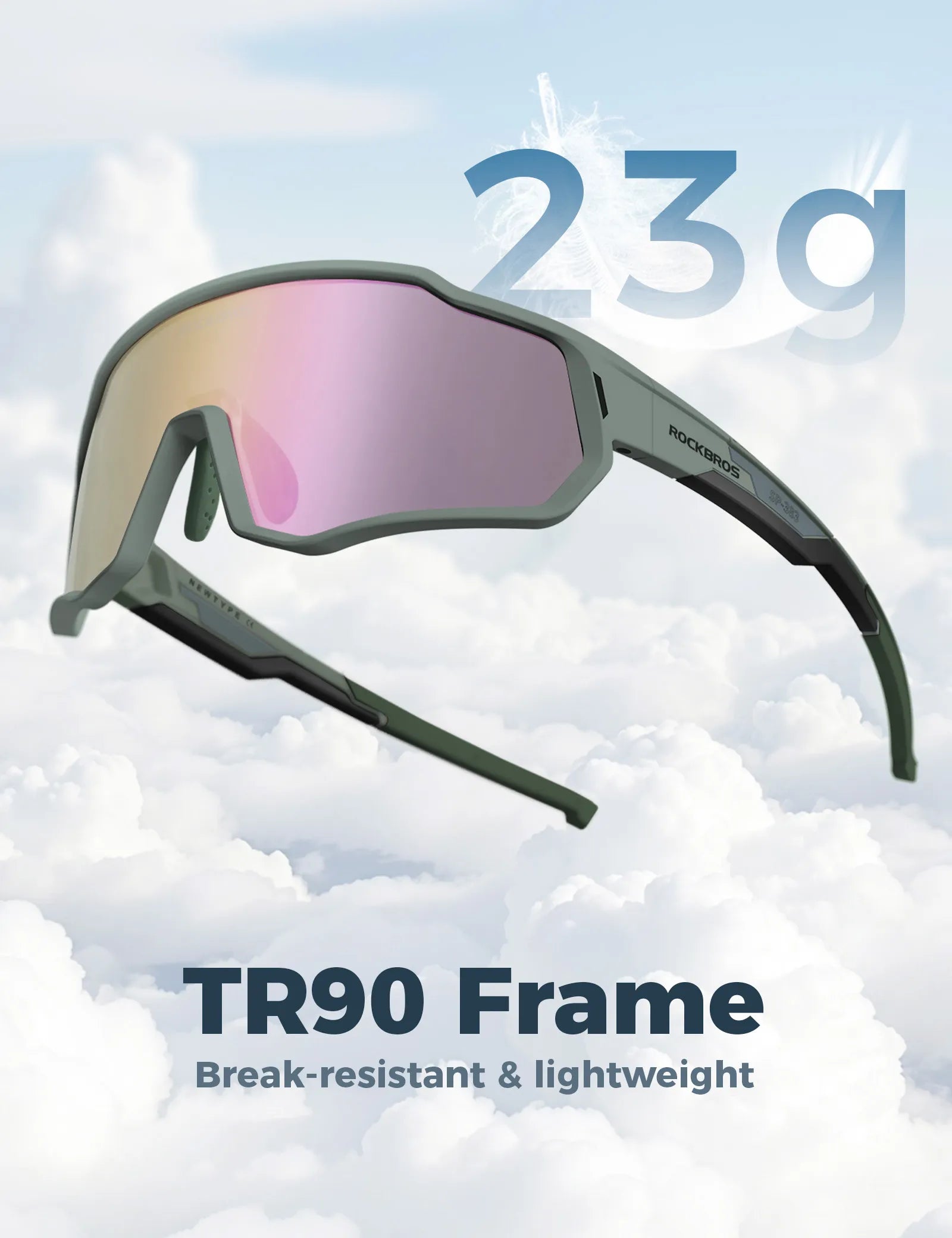 ROCKBROS Children's Sports Sunglasses featuring UV400 Protection and Intelligent Photochromic Lens Technology.
#color_green