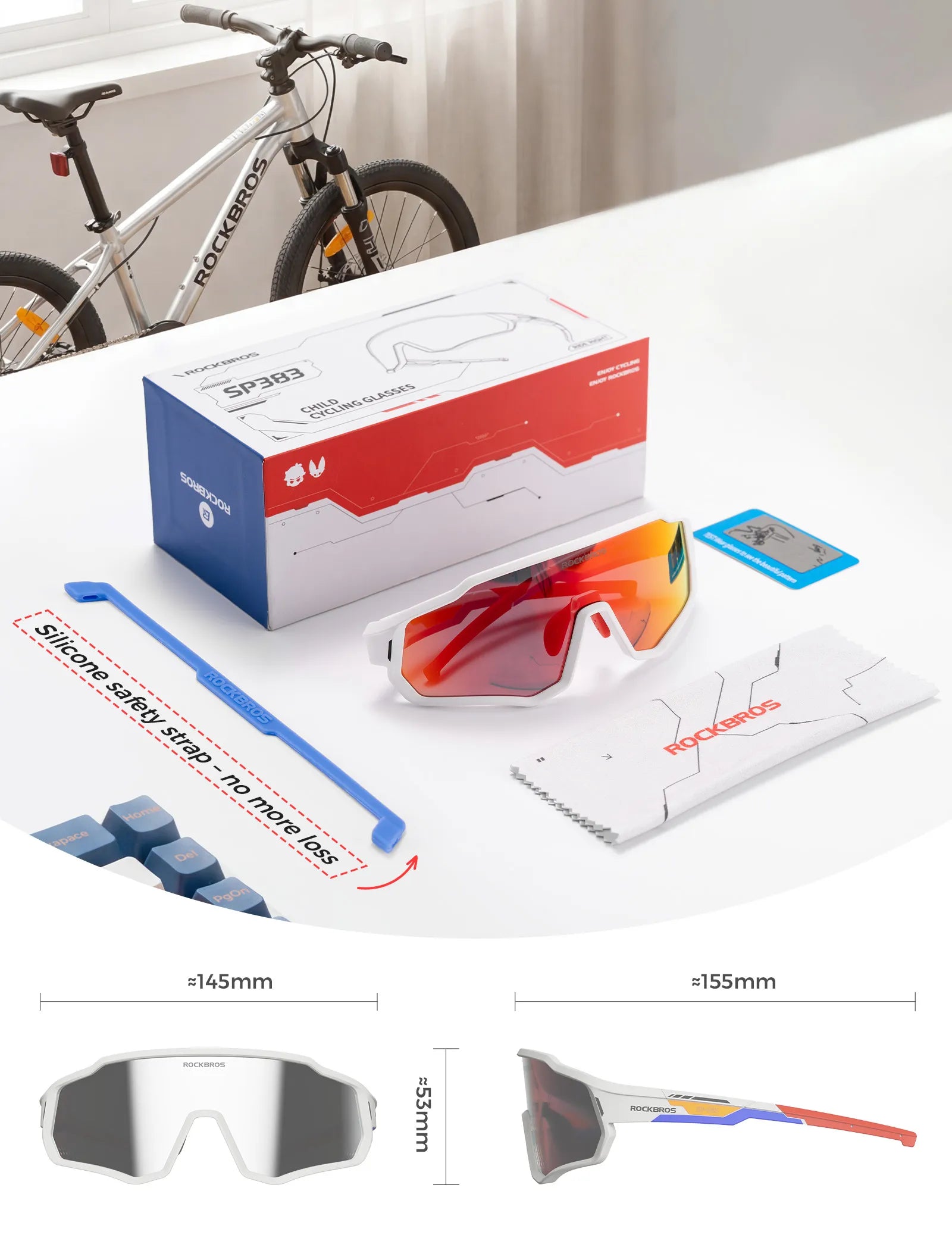 ROCKBROS Children's Sports Sunglasses featuring UV400 Protection and Intelligent Photochromic Lens Technology.
#color_green