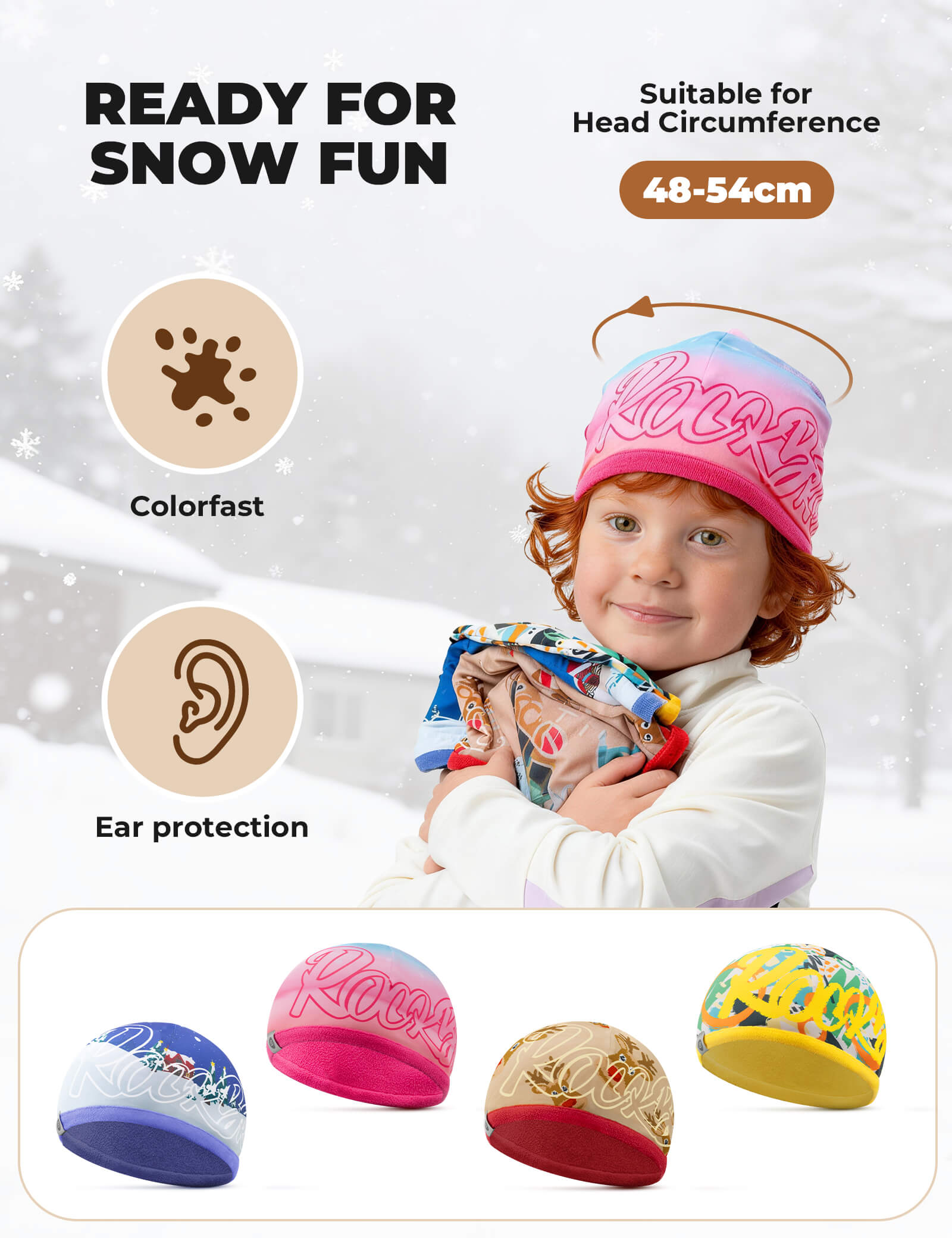 ROCKBROS Kids Outdoor Polar Fleece Sports Balaclava in Black - Windproof Ski Mask for Boys and Girls.
#color_yellow