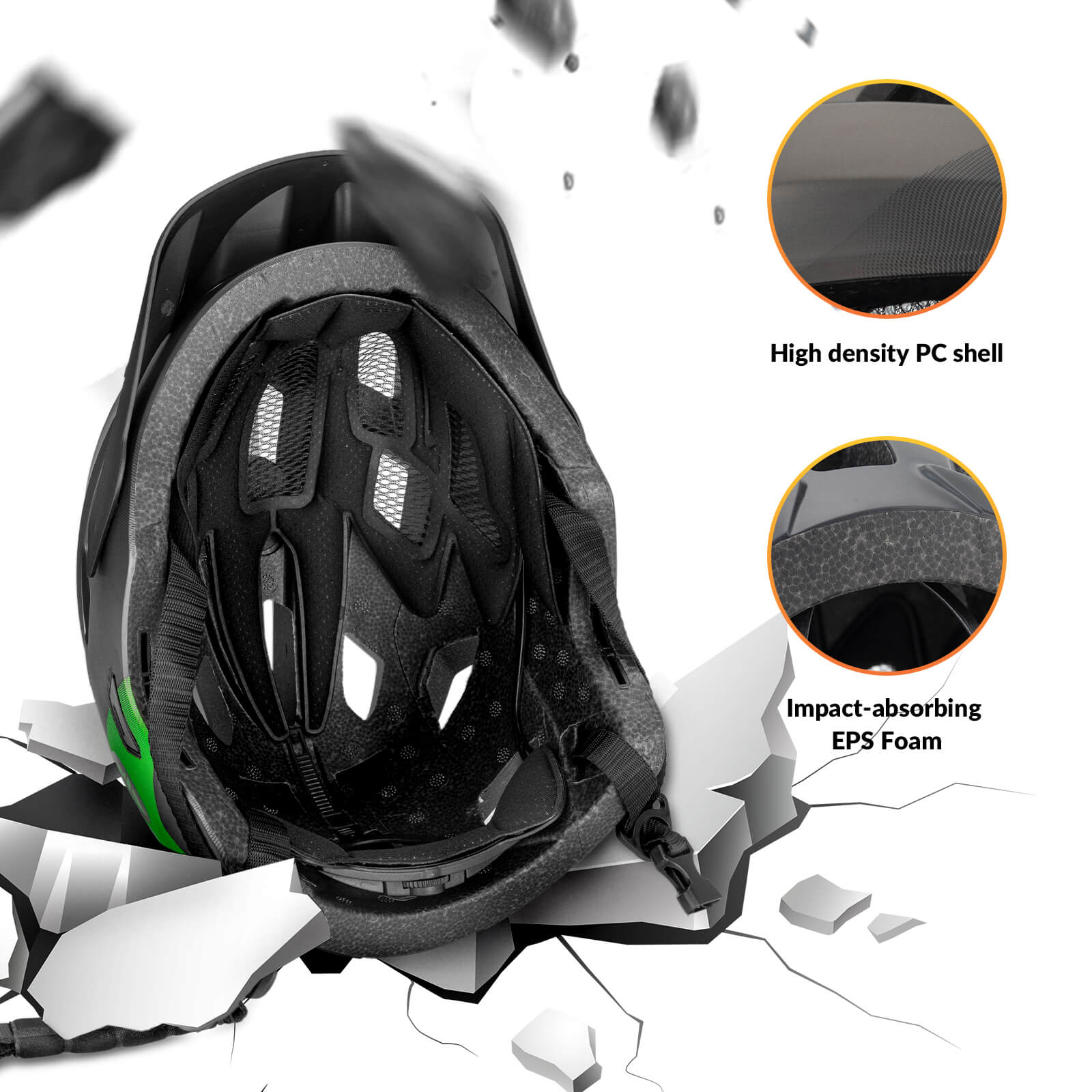 rockbros kids helmet TS-61 with impact protection and comfort padding
#color_green