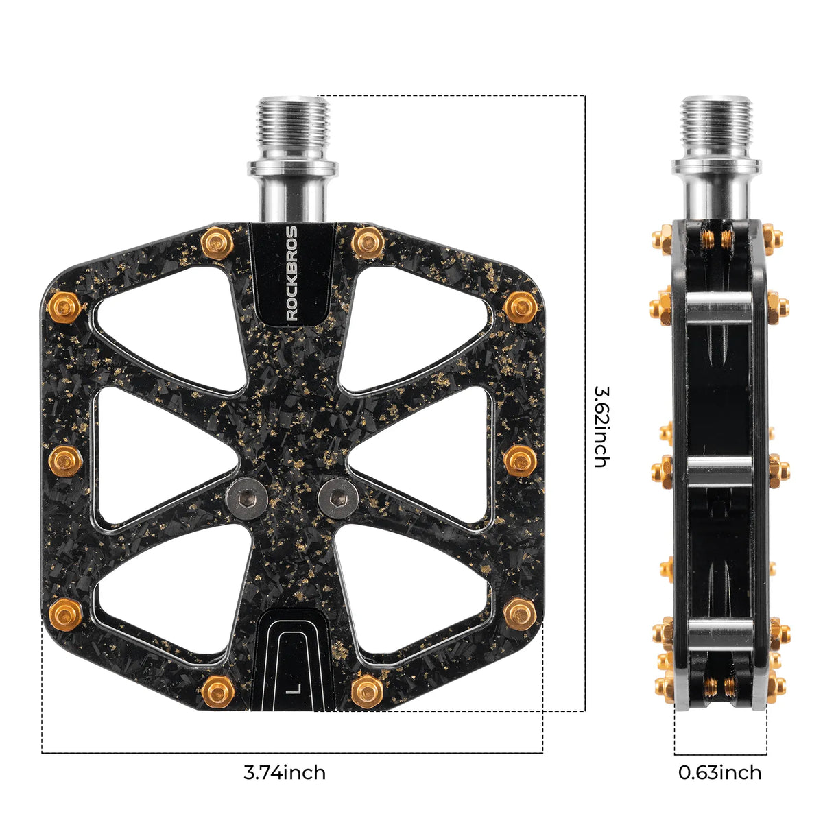 rockbros carbon fiber anti slip pedals for mountain biking.
#colour_orange
