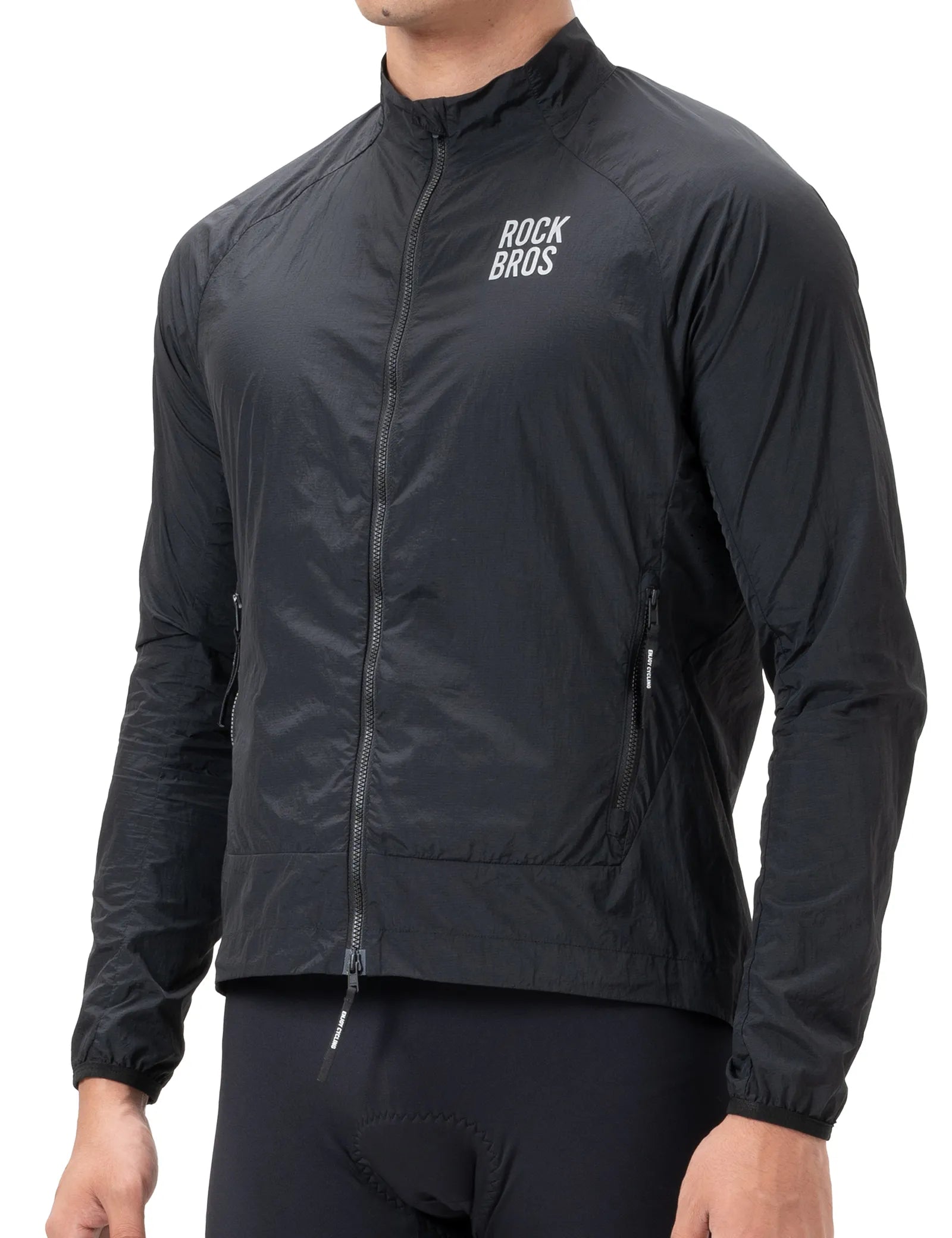 Rockbros lightweight packable cycling wind jacket for men and women.
#color_black