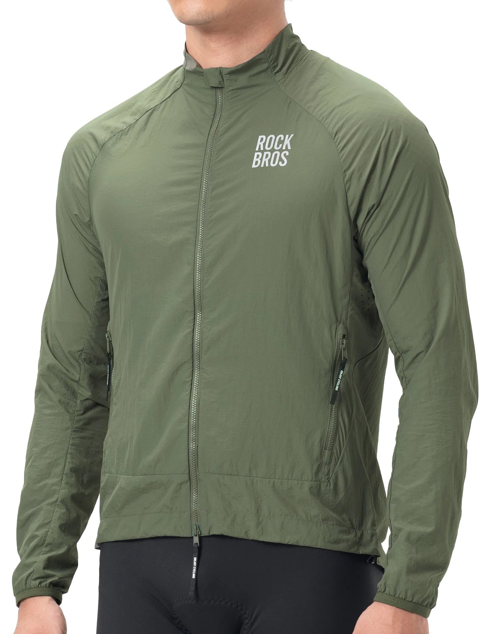 Rockbros lightweight packable cycling wind jacket for men and women.
#color_green