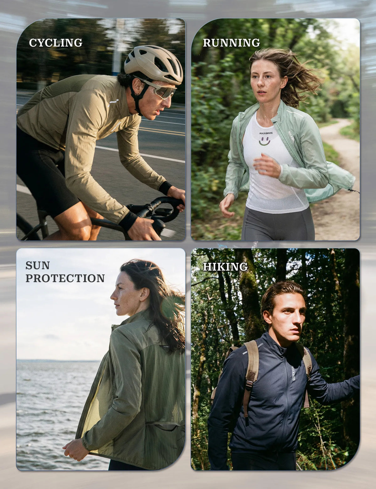 ROCKBROS lightweight windproof cycling jacket with breathable mesh back.
#colour_navy